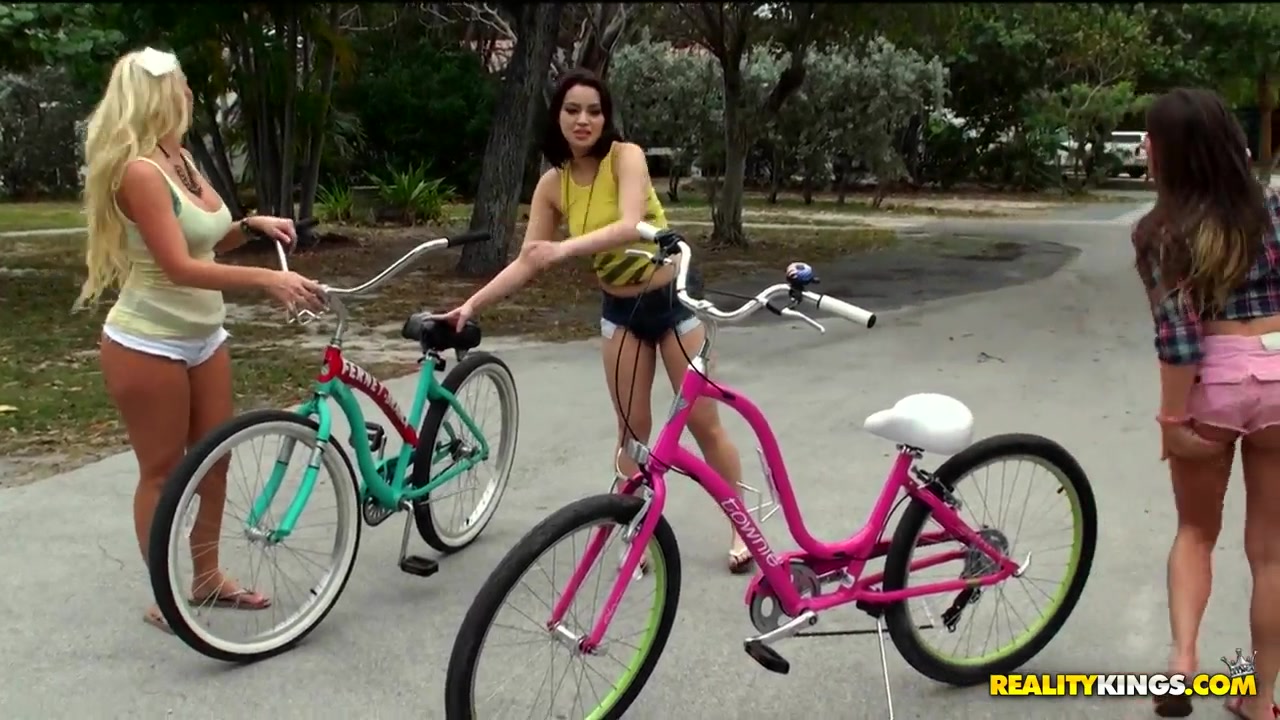 Rachel, Chloe and Molly ride bicycles and fuck