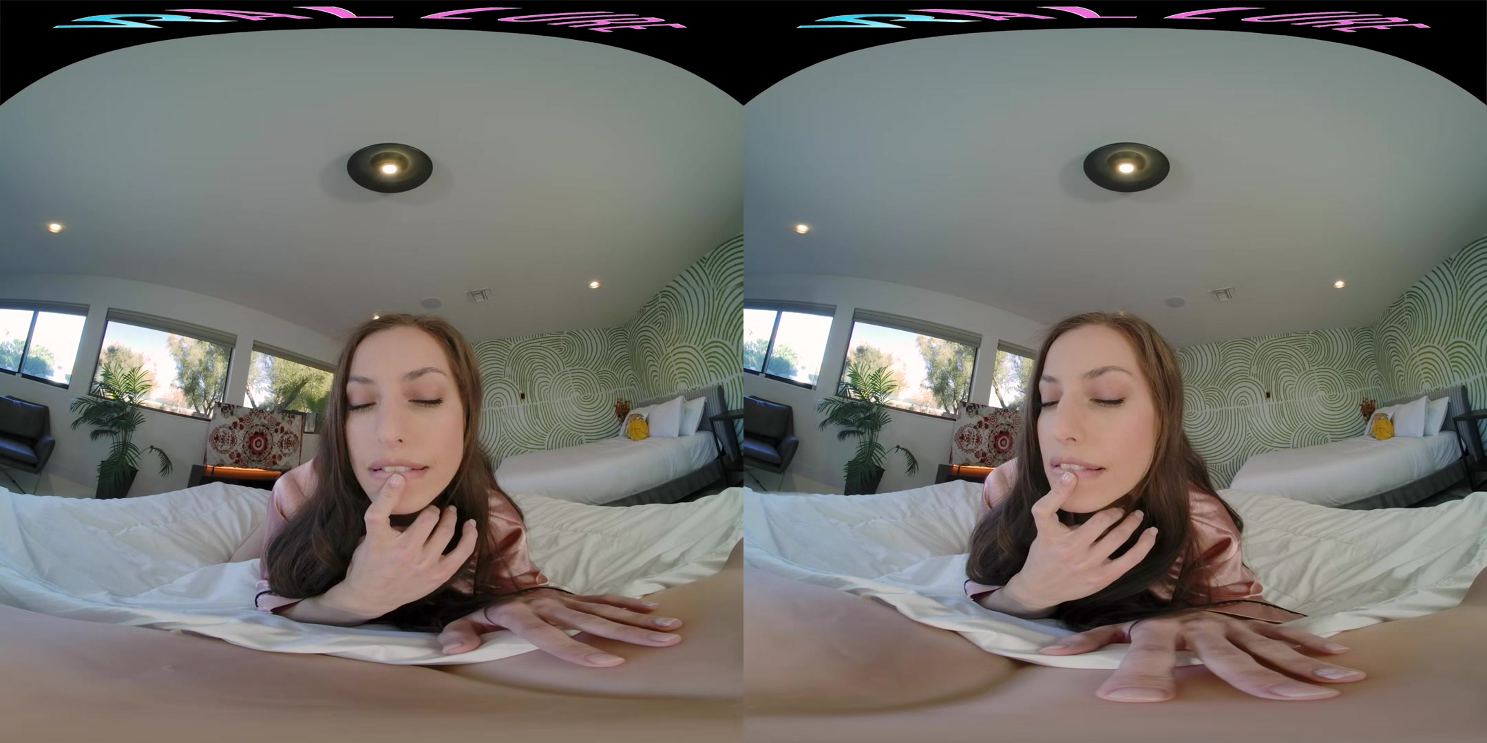 Sexy brunette wakes up horny and wants you to fuck her in virtual reality