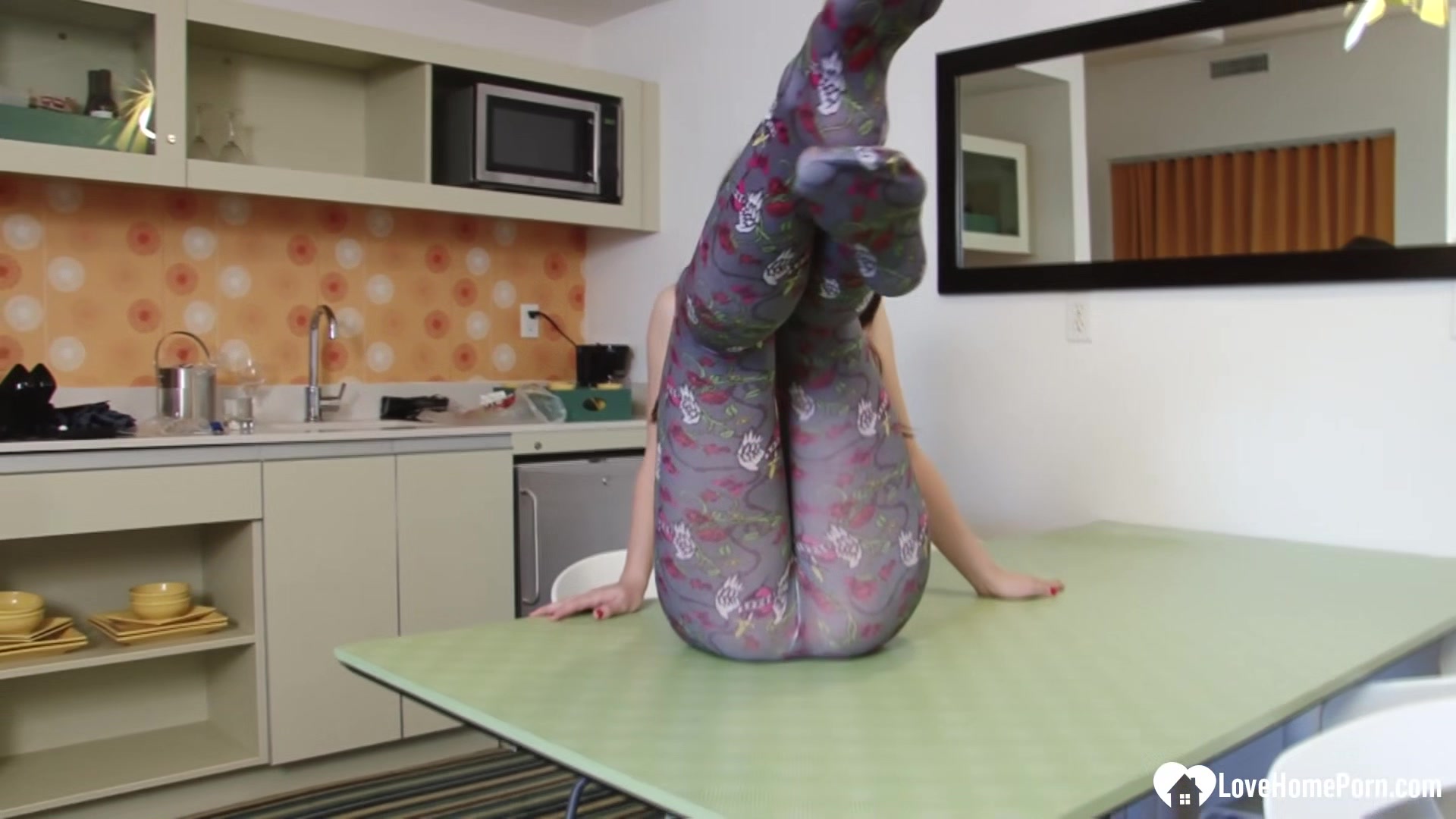 Incredible luscious brunette teases in smoking leggings