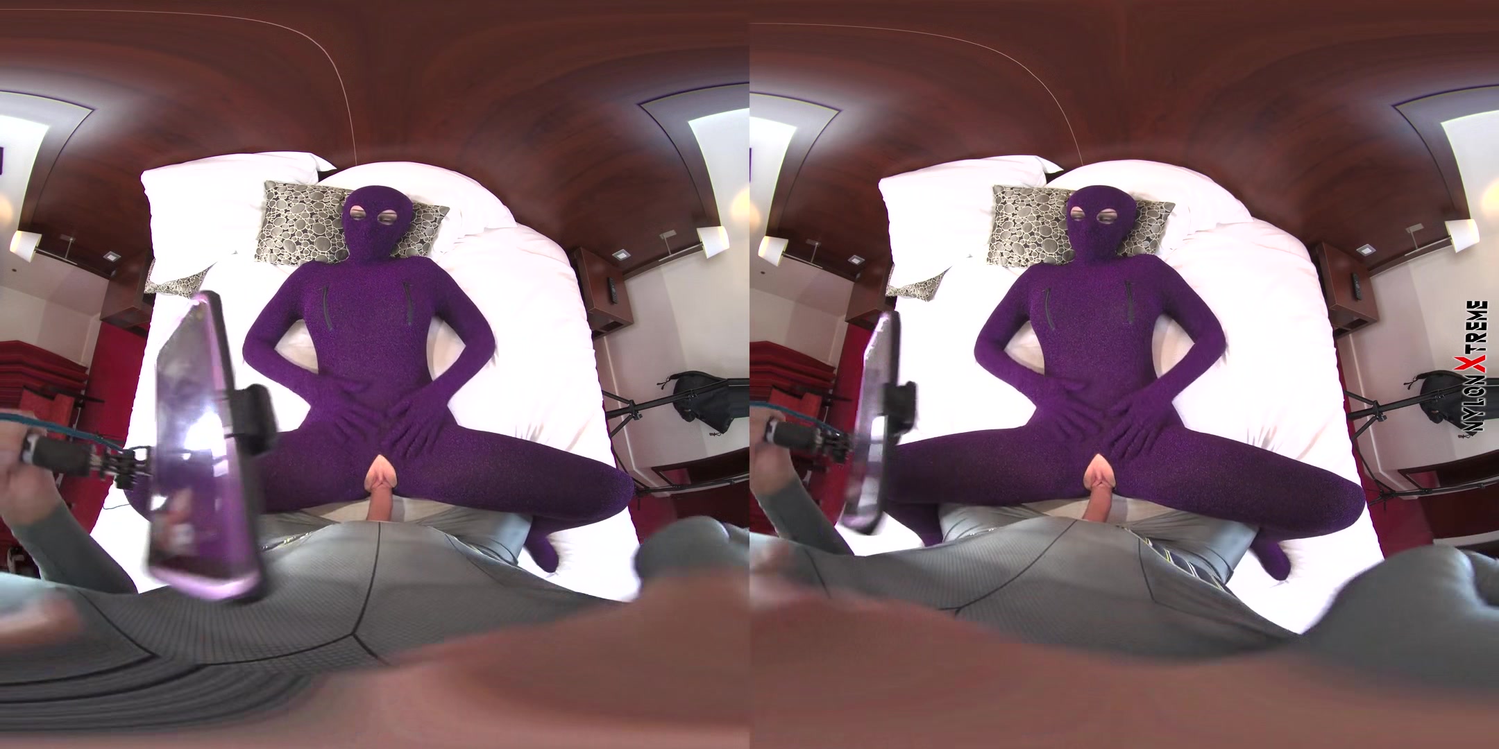 Nora Fox Purple Zentai Encasement Creampie
