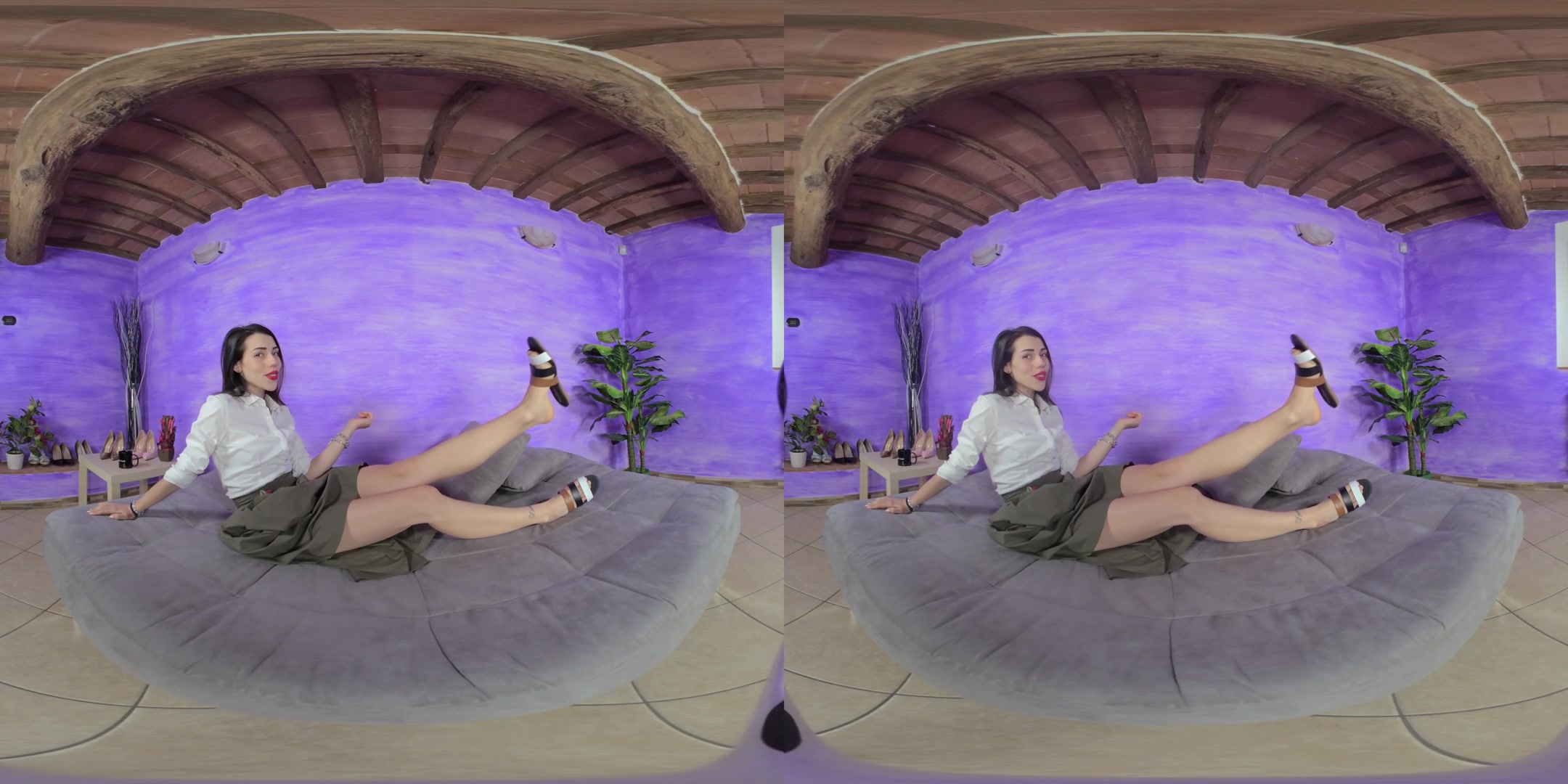 Strikingly Beautiful, Sensual Petra Takes Off Her Flat Sandals - VRFootFetish