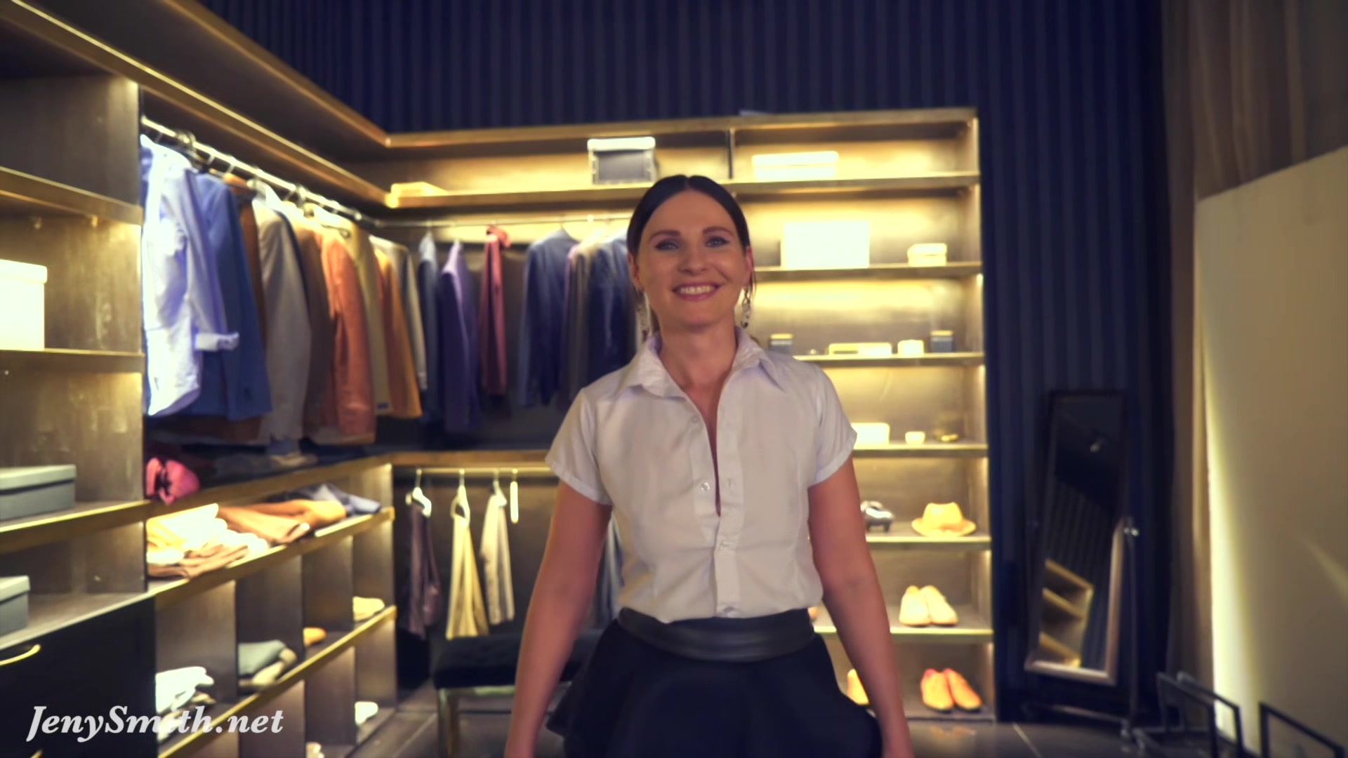 Close Friend. Jeny Smith teases a man in a clothing store