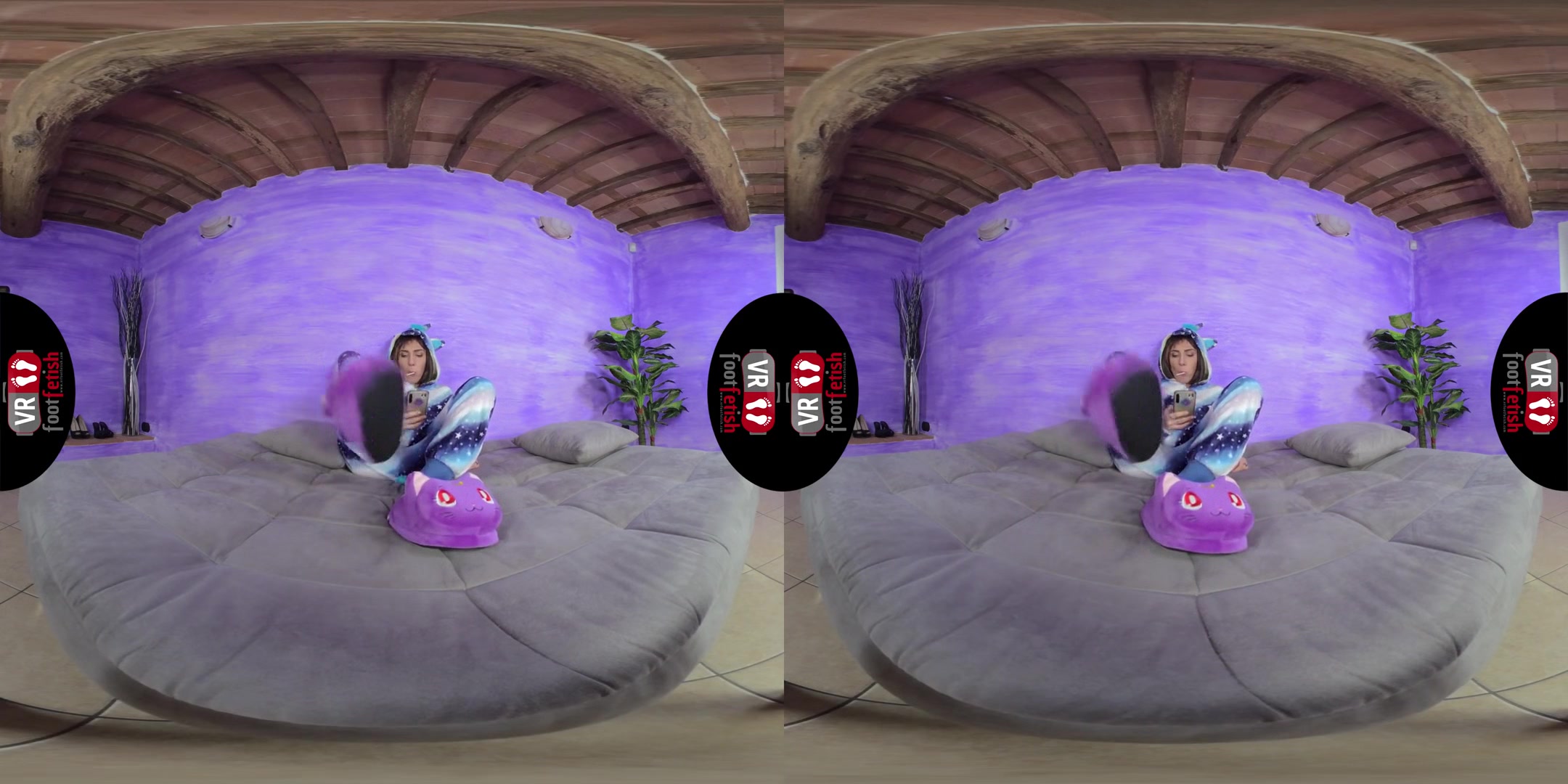 Stunning Aradia In A One-Piece Hooded Pajama And Purple Slippers - Amateur Foot Fetish 3D Porn Solo