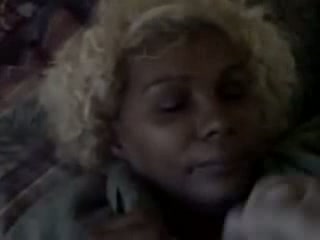 Ebony mature gets a big facial