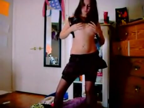 Awesome striptease exposes all goodies of brunette slut