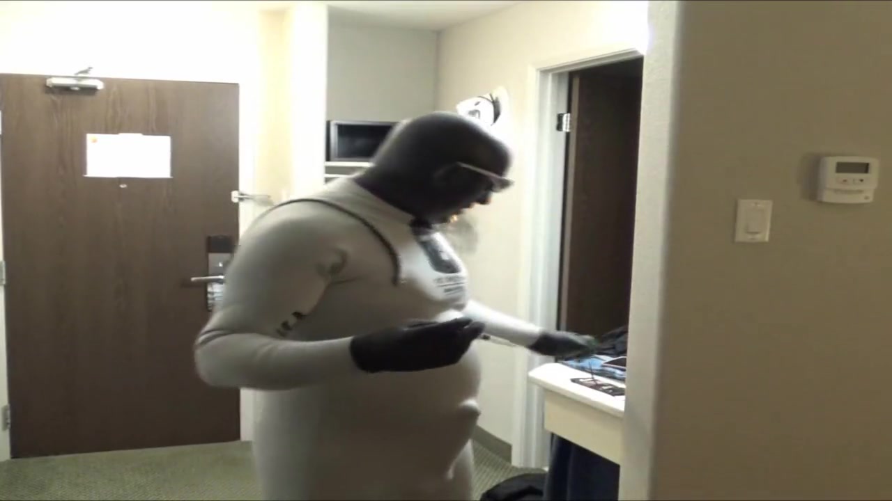 At Hotel Window And Door I Cum Wearing Bastard Wetsuit Silicone Hood