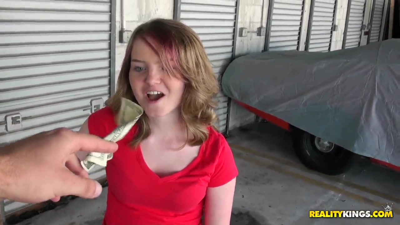 teen 18+ cutie sucking a cock for money in the garage