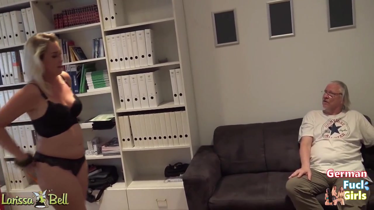 Sexy German Blonde Has To Suck The Senior Boss Cock