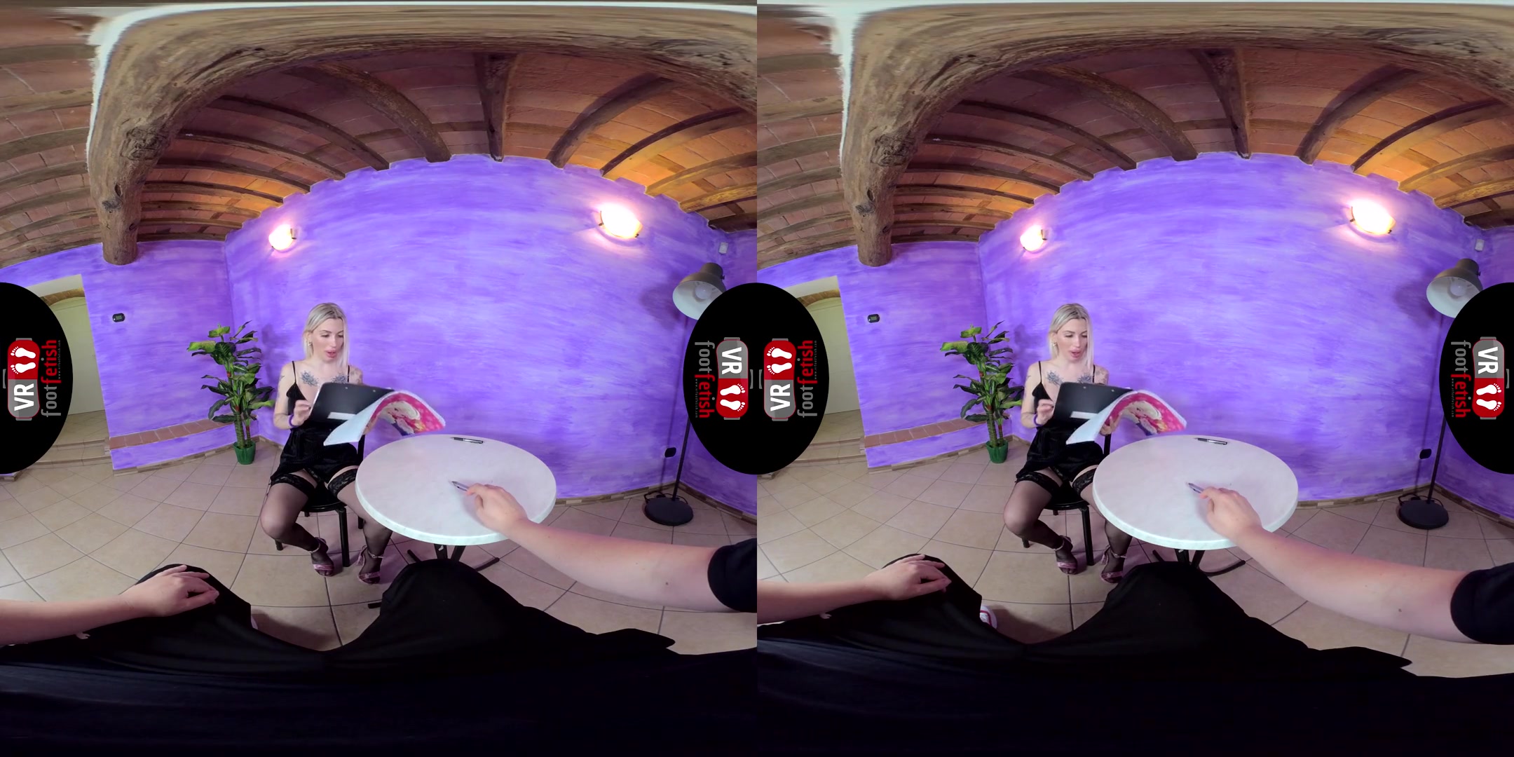 Naughty ElisГЁ Rubs Your Cock With Her Nylon-Clad Feet; Foot Fetish Stockings Blonde Babe