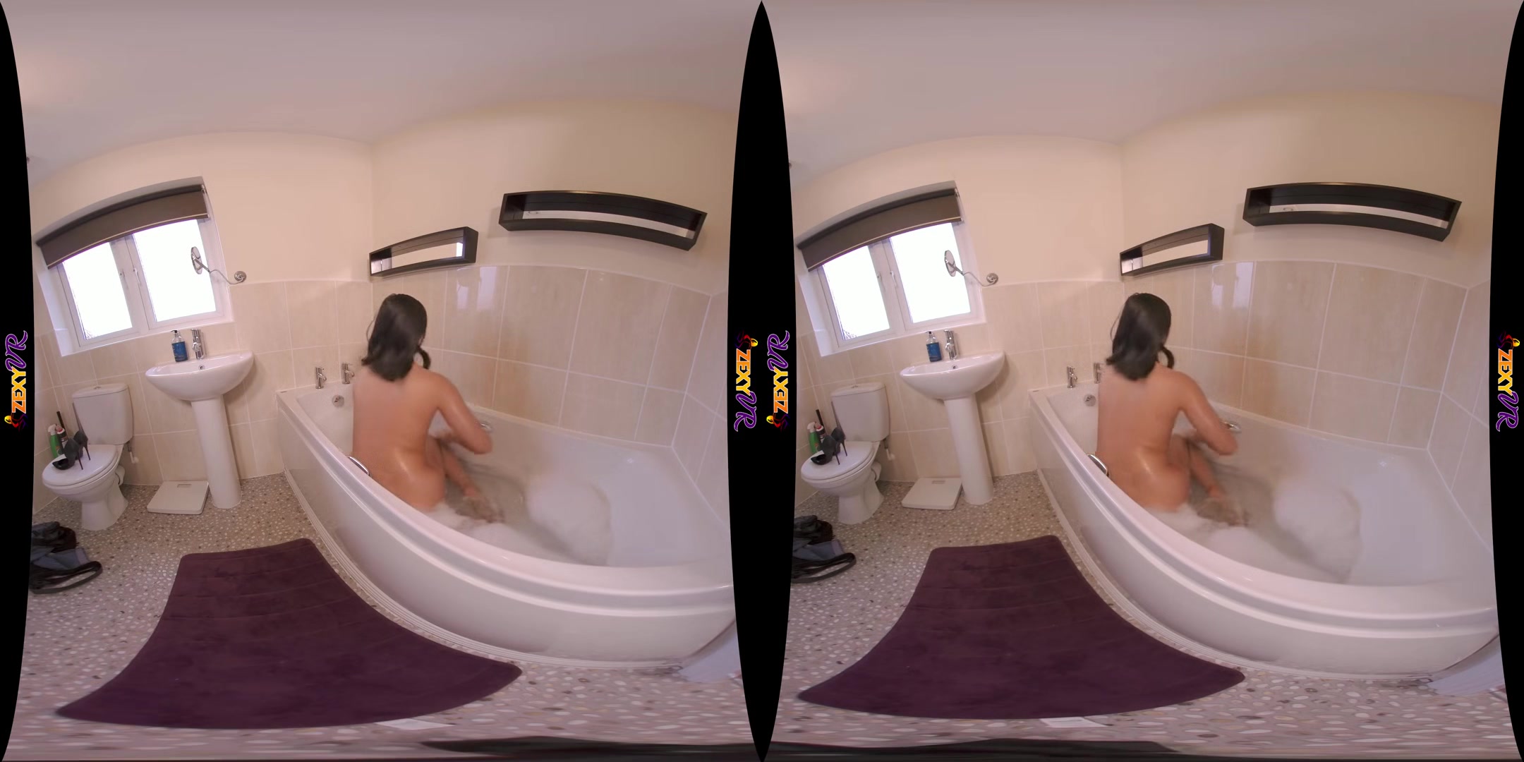 Strip & Soak - Cute Brunette Solo Striptease - SexLikeReal