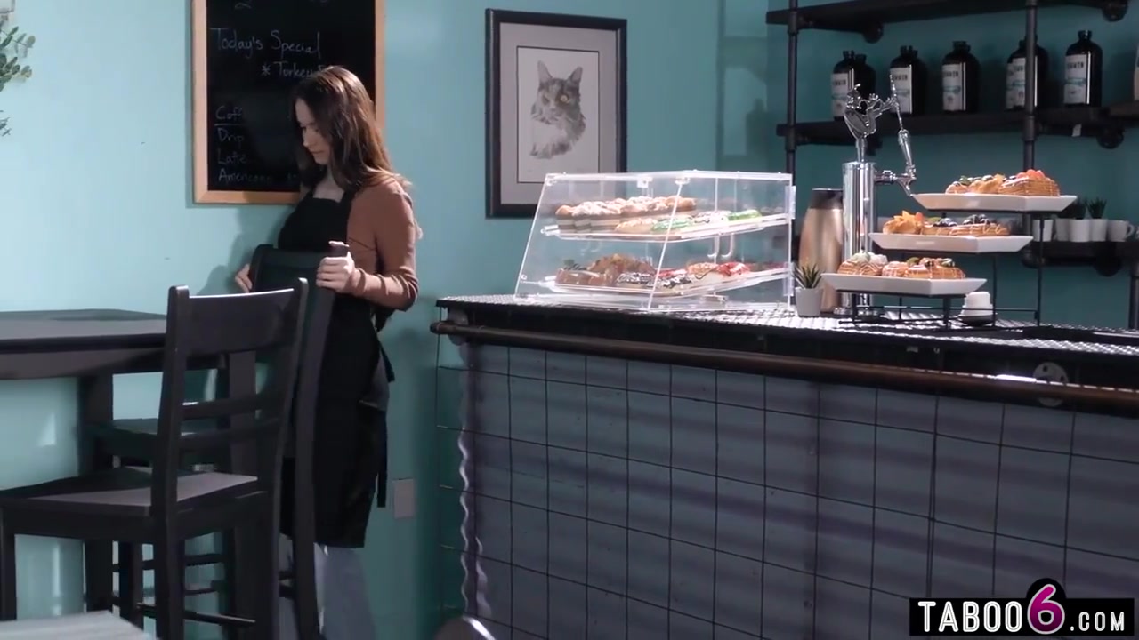 Lesbian teen 18+ Barista Lesbo Sex At Work With Latina Girlfriend - Hazel Moore