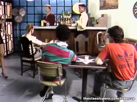 Retro lady jumping on stiff pecker