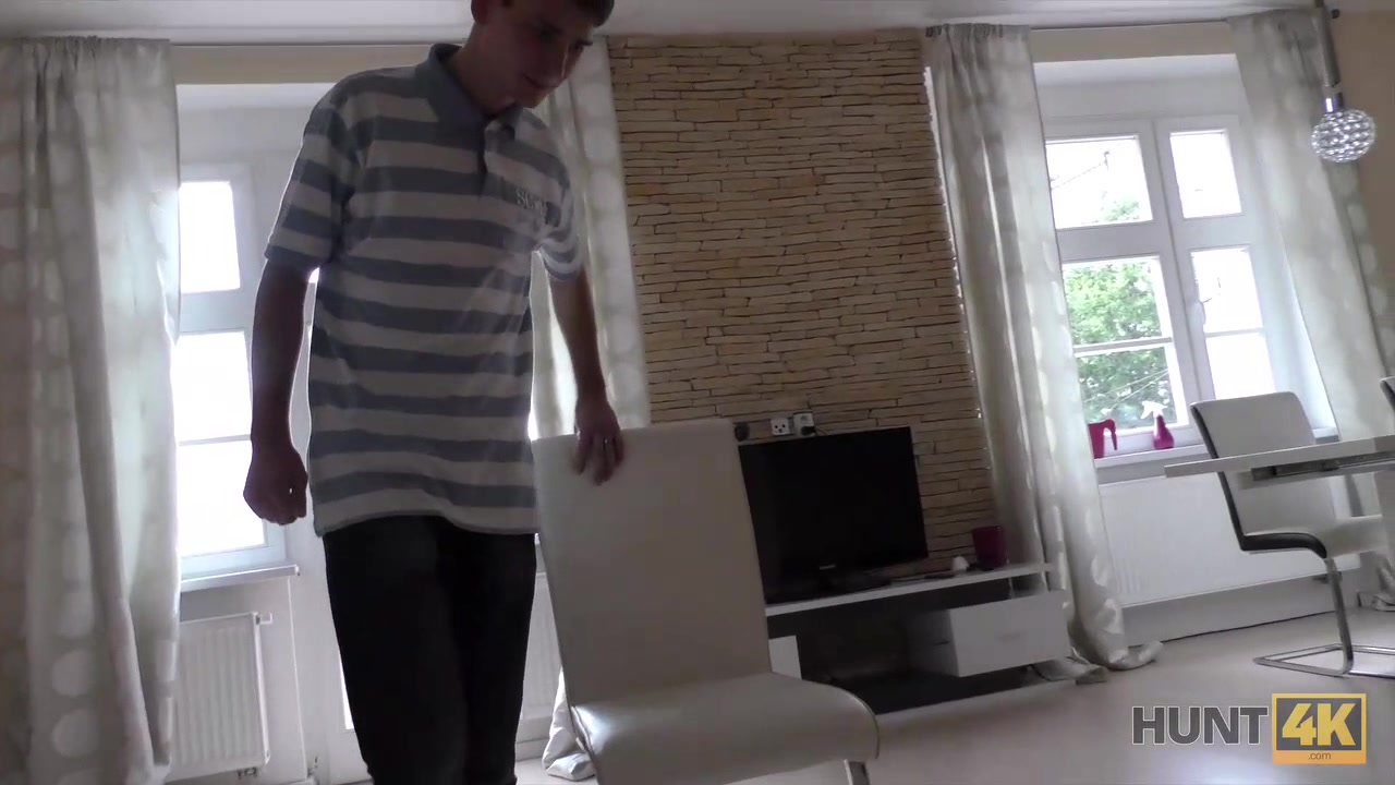 HUNT4K. Poor dude watches sexy girlfriend cheating on him for cash