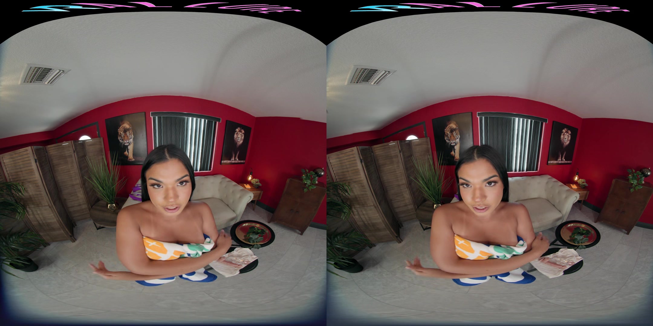 Sexy Columbian babe fucks her ass with a toy in VR