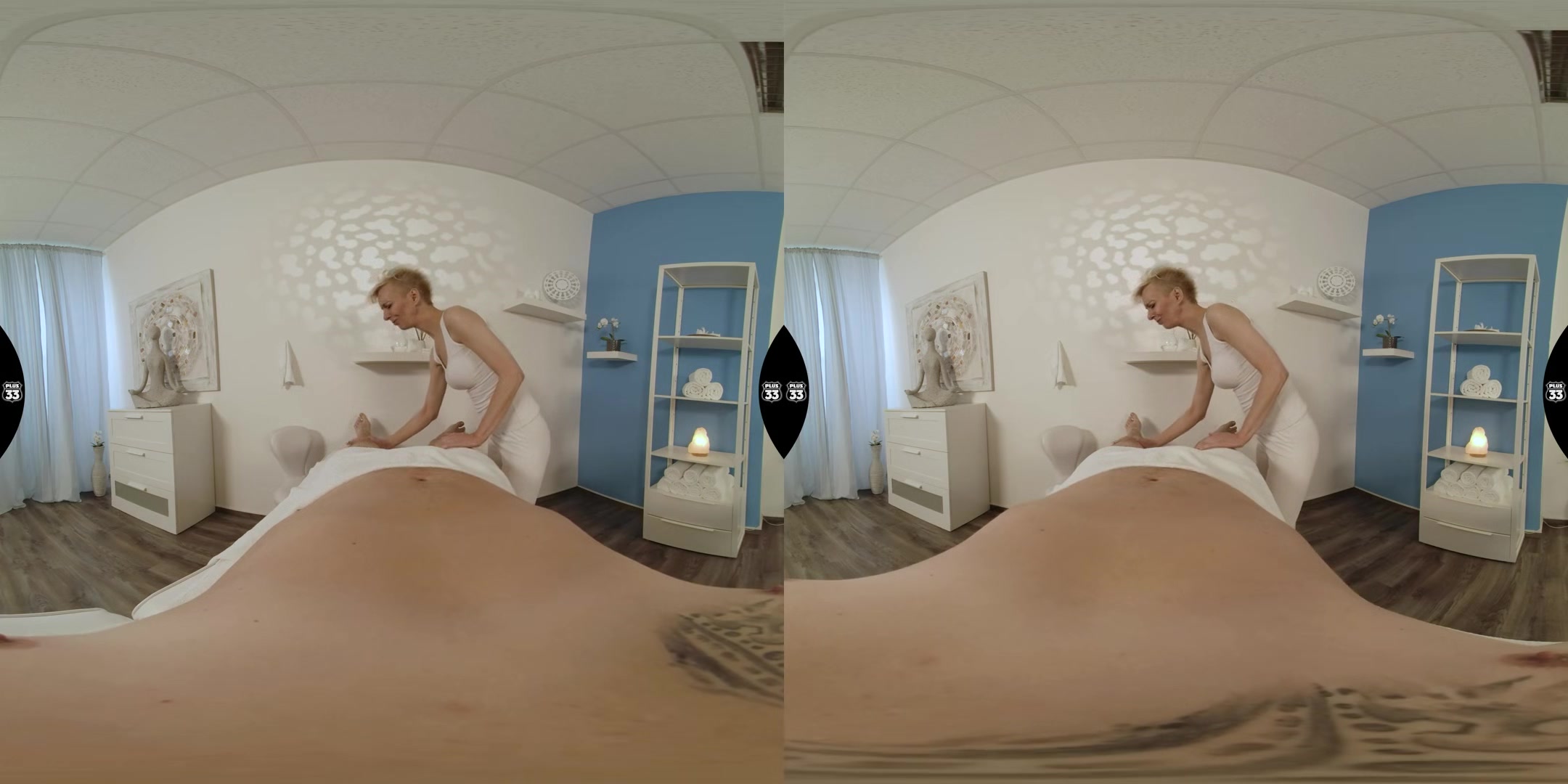 Massage; Short Hair Blonde Mature MILF Massage - SexLikeReal