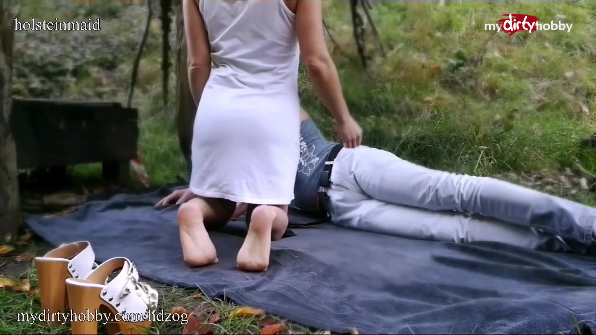 MyDirtyHobby - Young blonde amateur fucks an older man outdoors