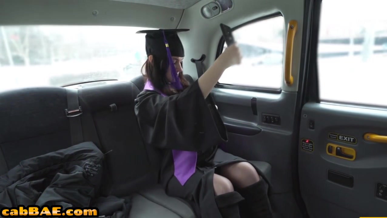 Busty college bae in stockings pounded by cab driver POV