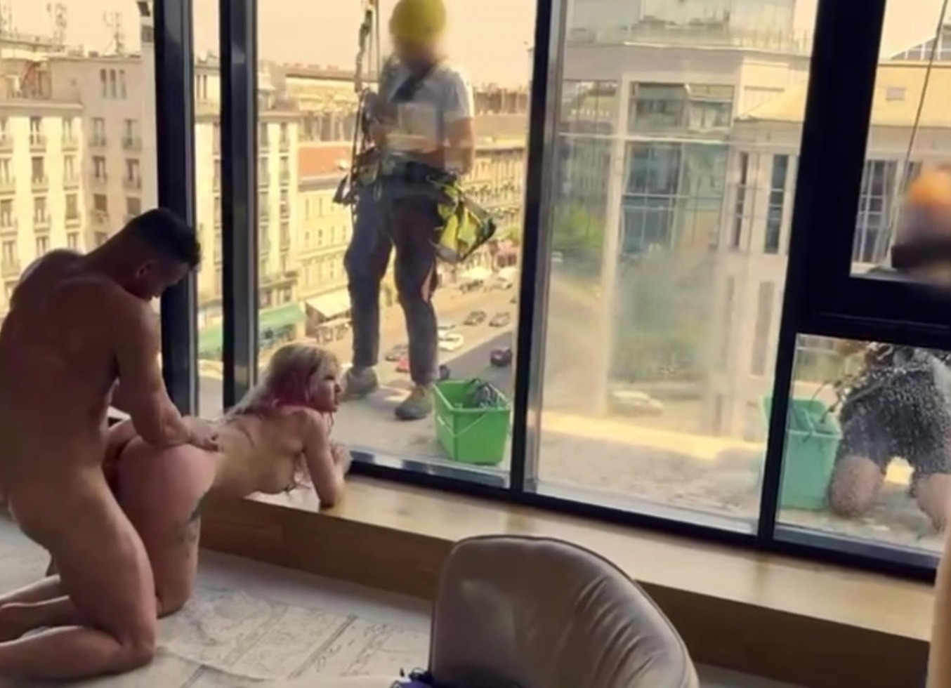 Anal Pissing, Fucking In Front Of Windows Cleaners