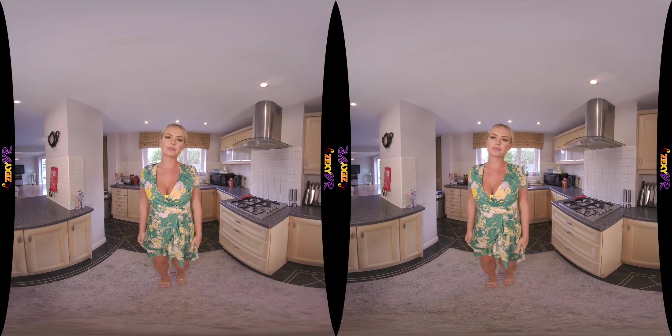 Perv On Me - Big Tits Babe Stripping in the Kitchen