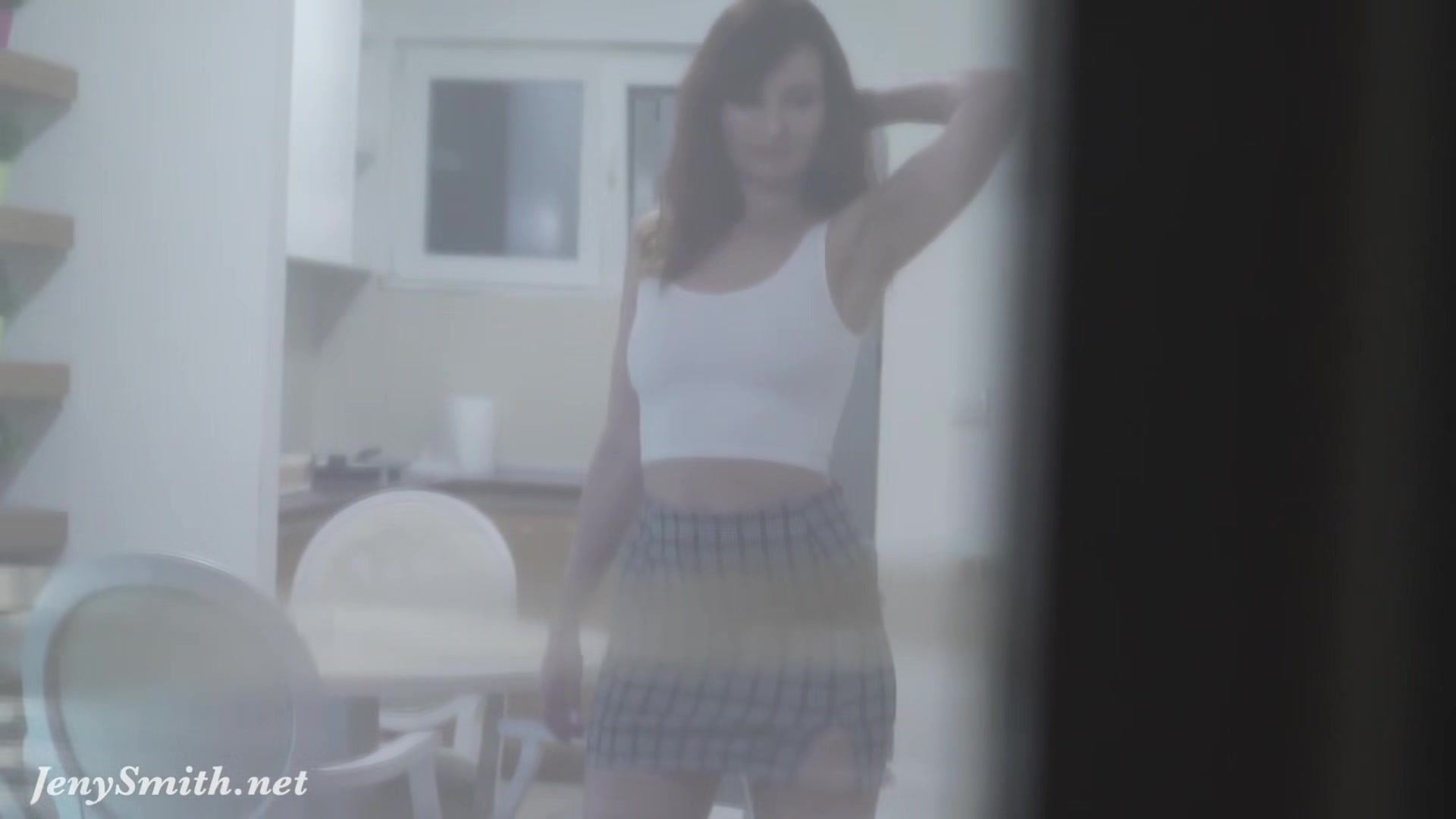 Spying on Jeny Smith thru the window while she take a nude selfies