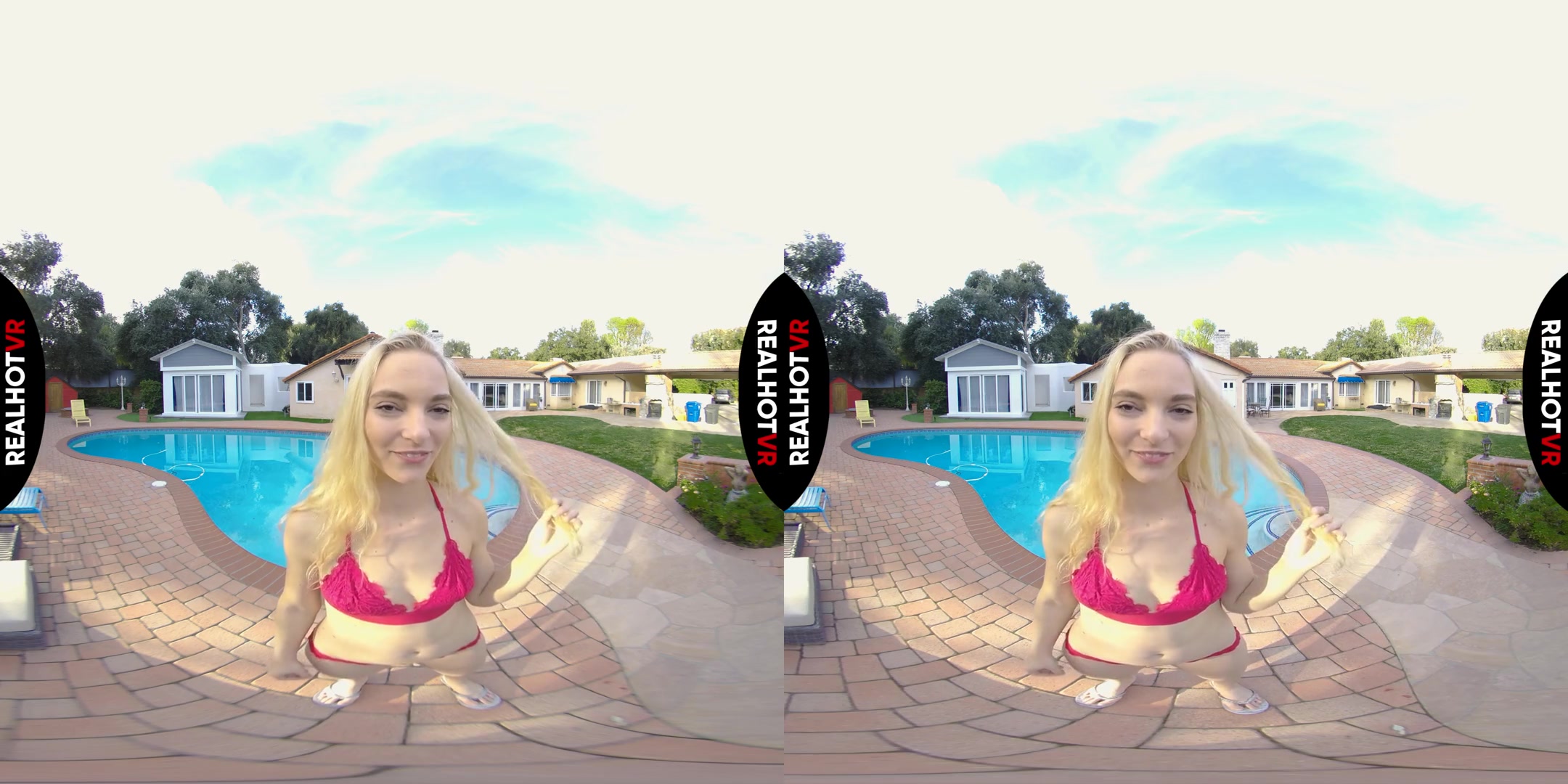 Banging The Pool Boy In Stepdad' Bed - Blonde teen 18+ Babe Solo by the Pool