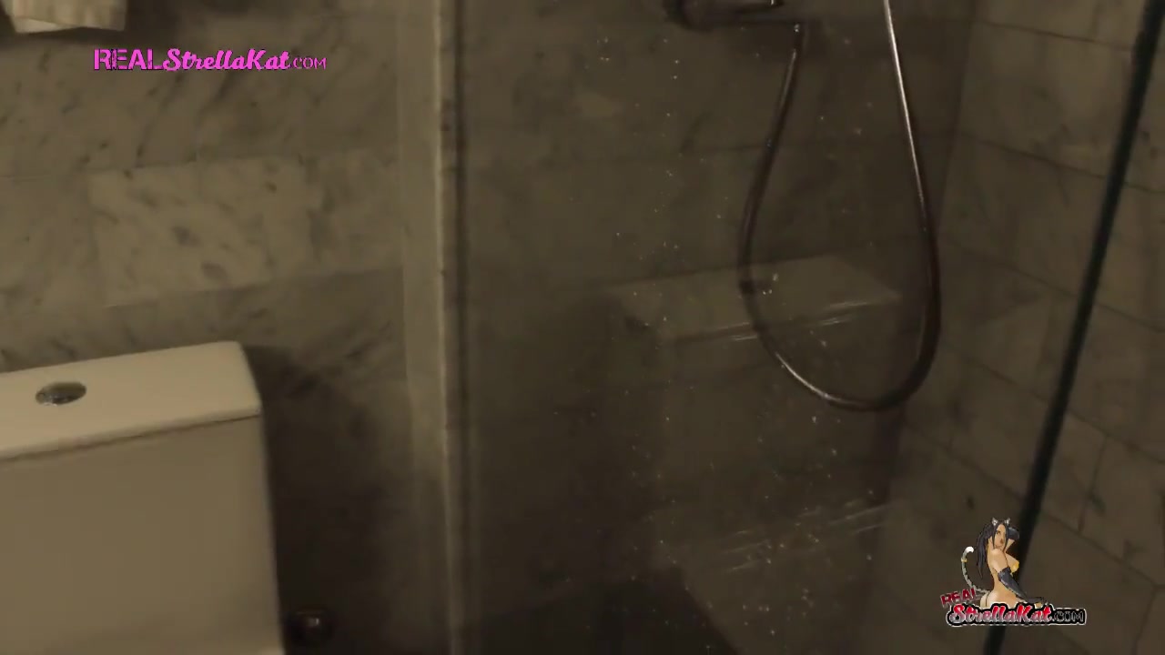 Dominican Babe Washing Kitty In Shower
