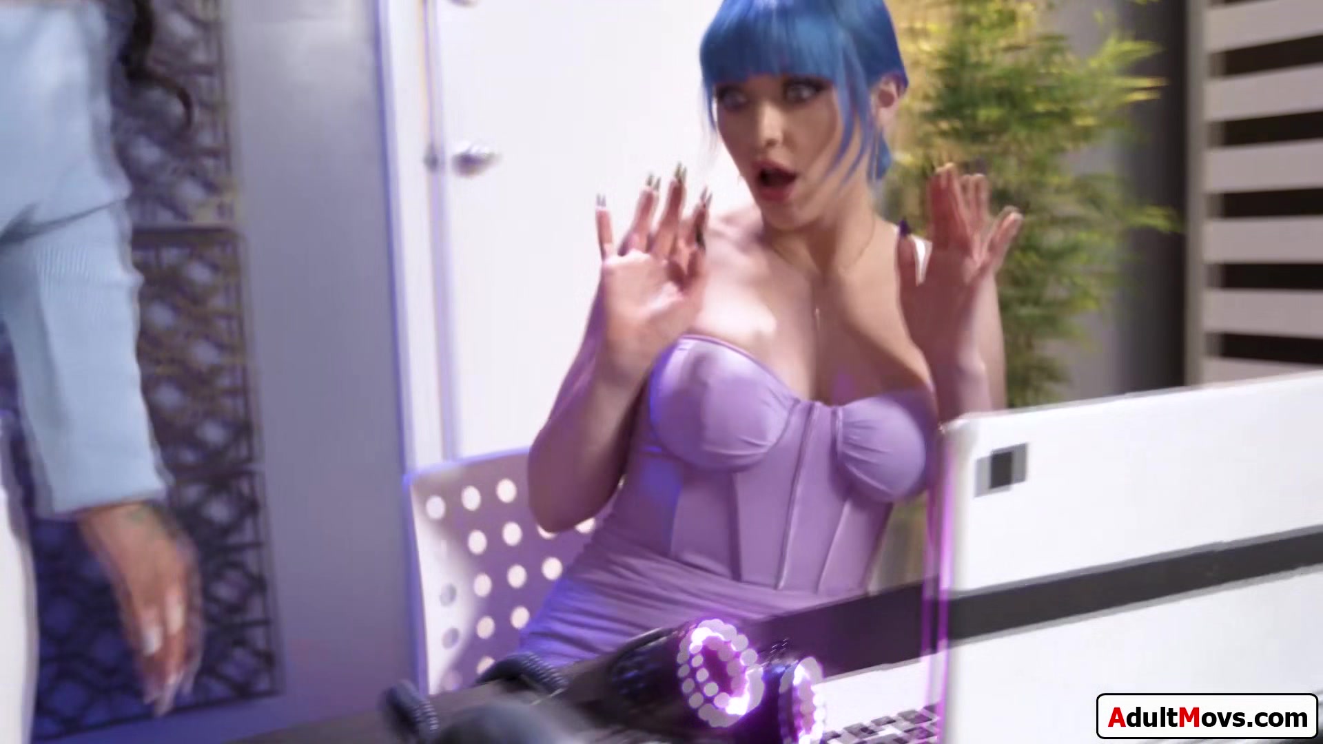 Busty Asian boss licked by big tits employee while fucked