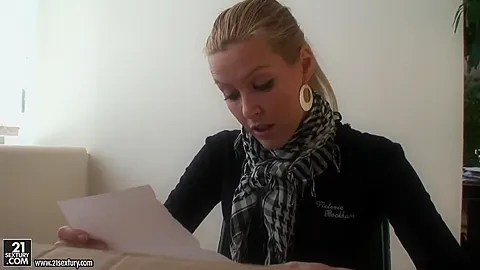 Blonde pornstar Sophie Moone gets some nasty presents