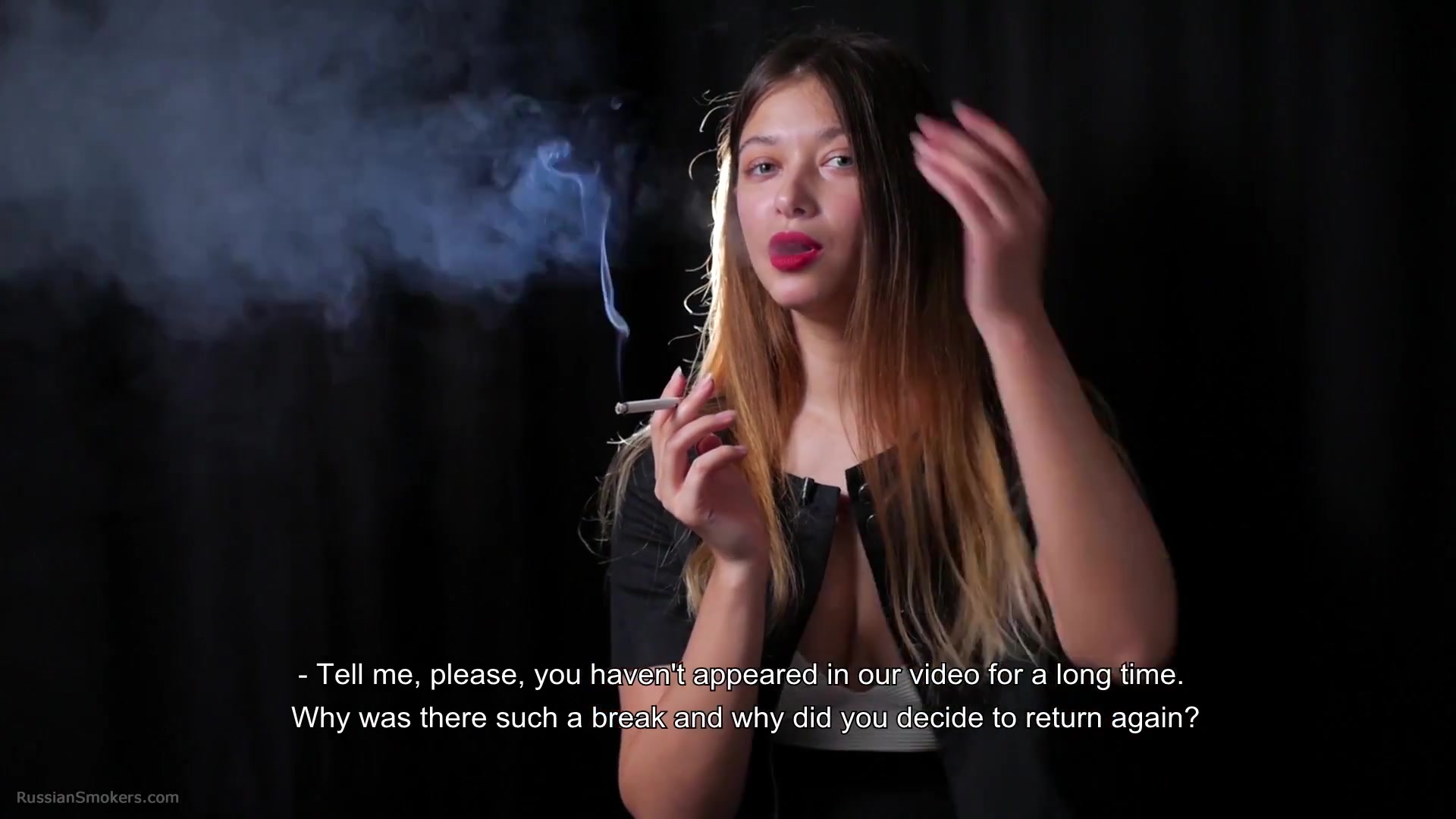 Irina Is Giving An Interview While Smoking