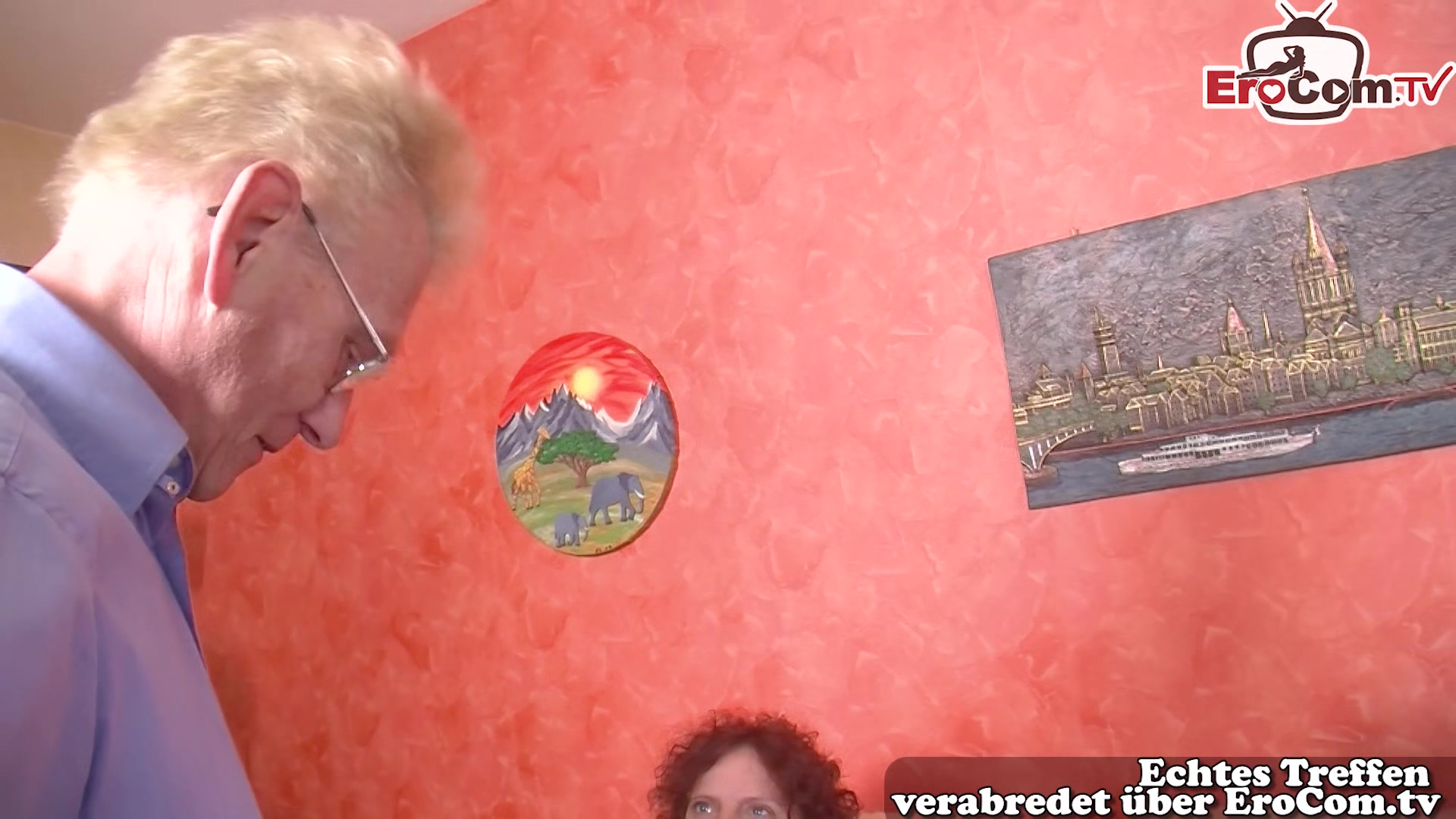 German grandma Evelyn Lorenz and Grandpa big boobs make amateur threesome FFM