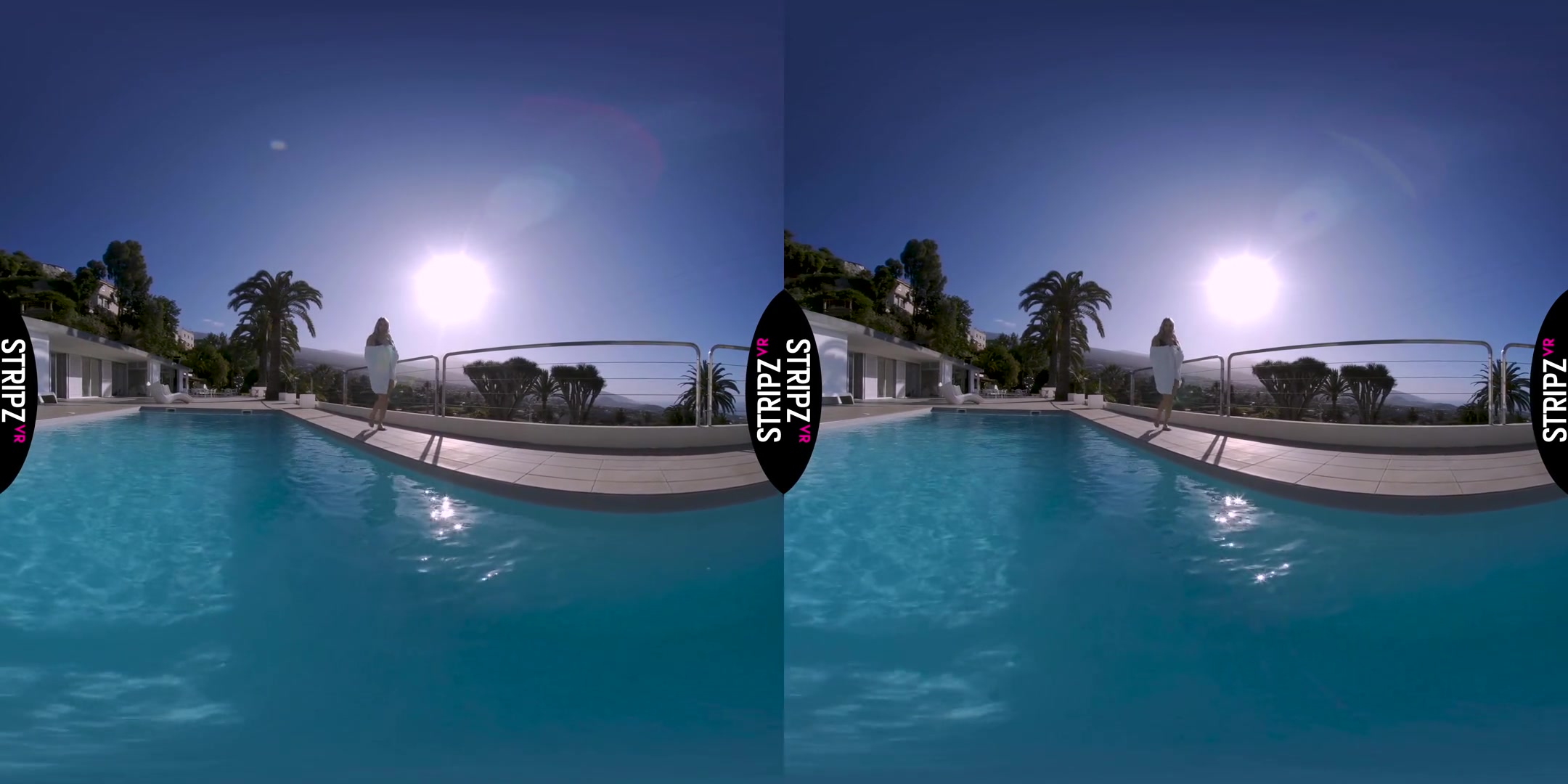 Take a Dip - Blonde with Long Legs Goes Skinny Dipping in the Pool
