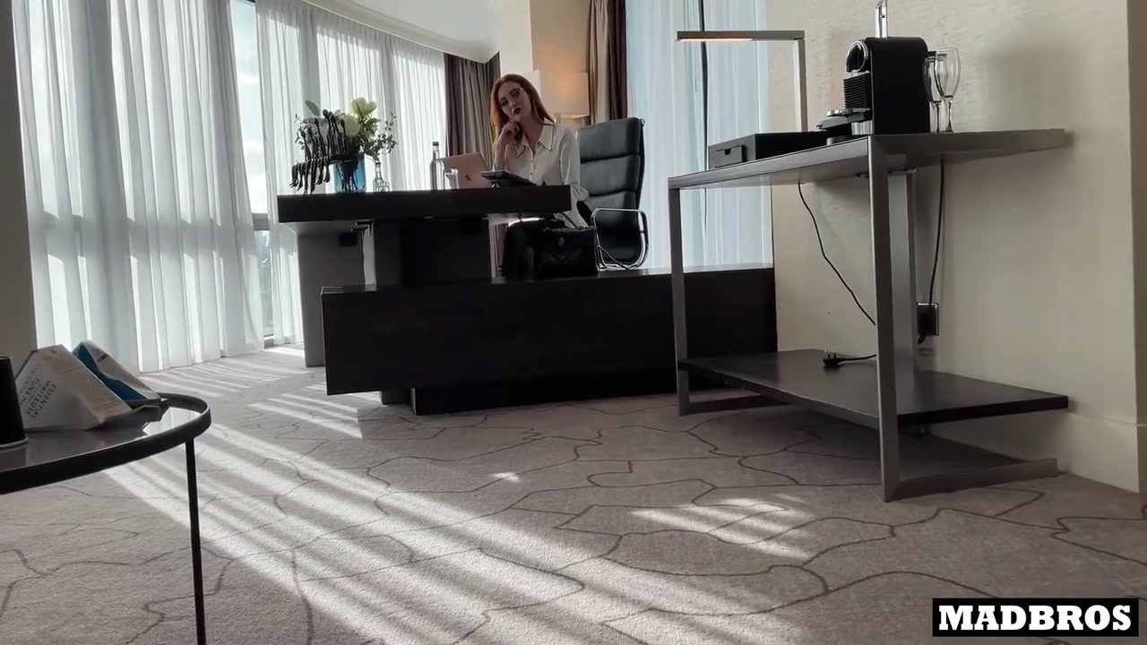 A Trapped Redhead Boss Gets Her Ass Fucked In The Office By Two French Black Guys!!!