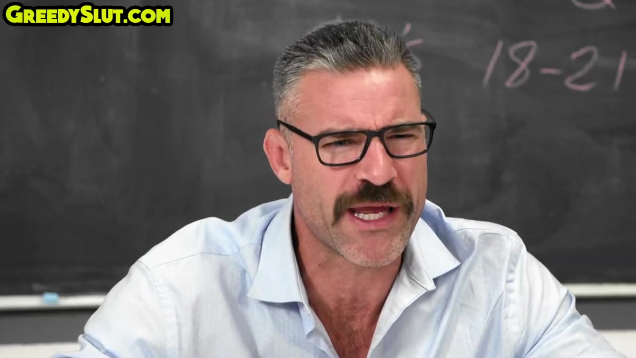 Greedy college babe throating teacher in the classroom