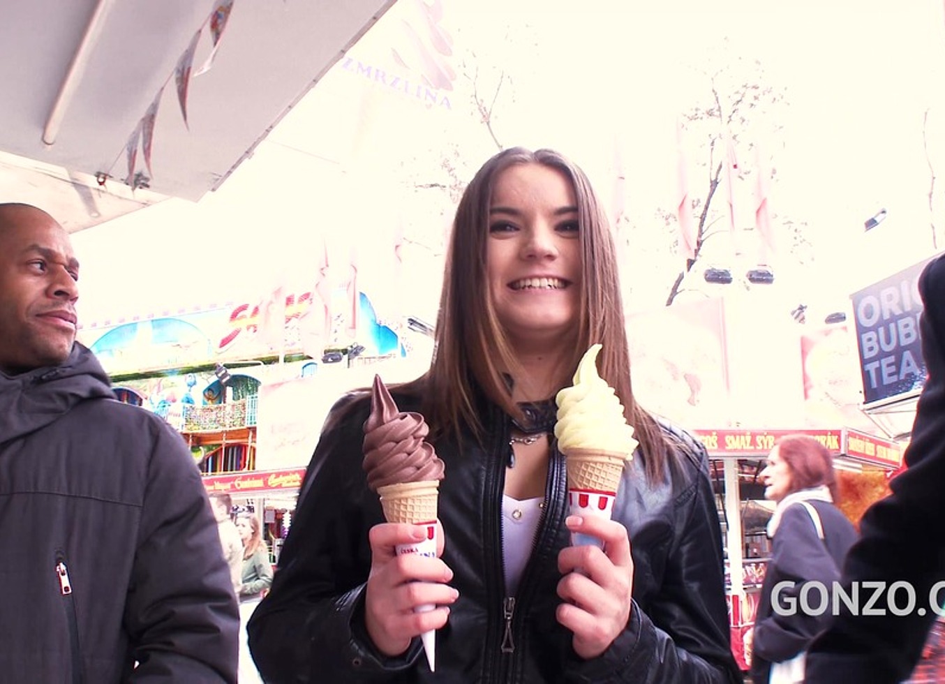 Evelina Darling picked up in amusement park & assfucked 3on