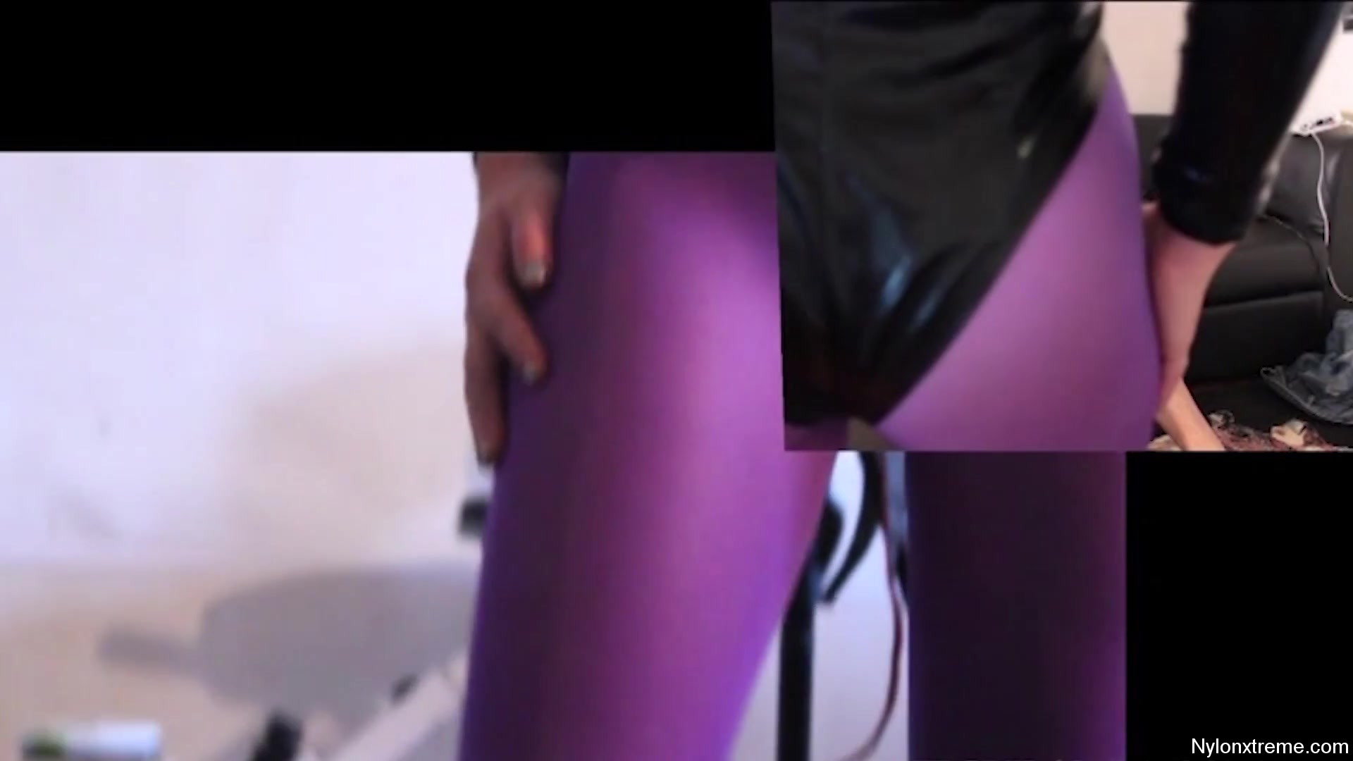 59 Purple Nylon Pantyhose Head And Legs Leotard - Sex Movies Featuring Sexy Tights