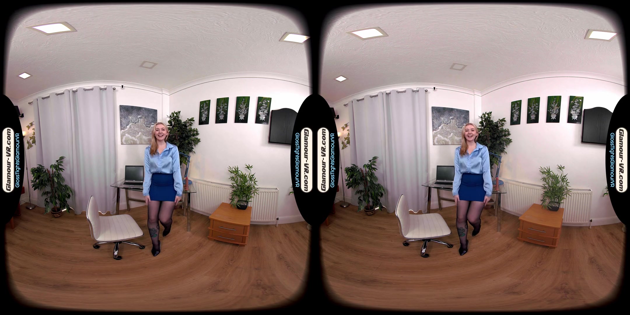 Em Yang Secretary With Black Seamed Glossy Legwear Tease Treat - 8K VR