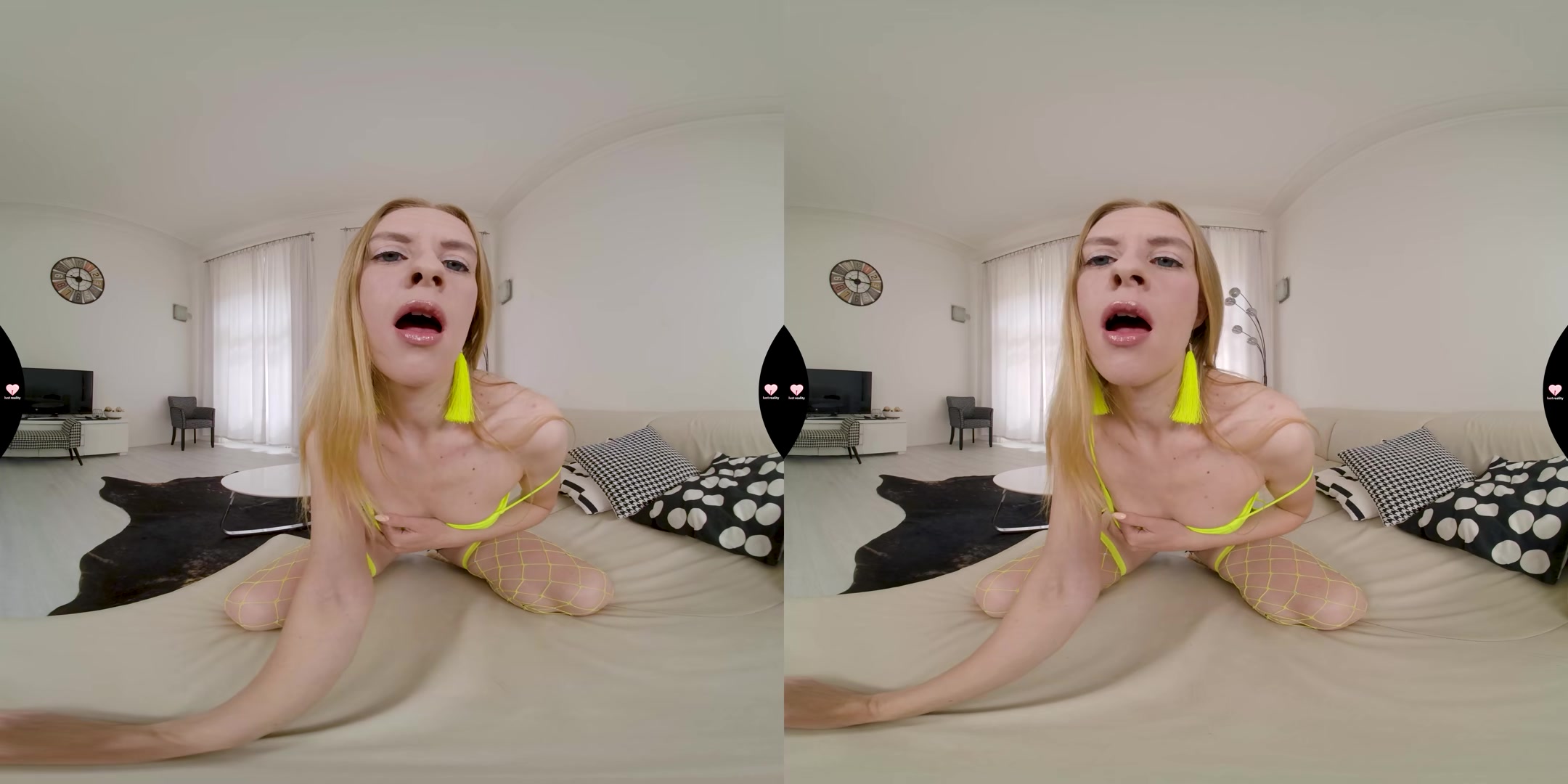 Yellow Fishnets Orgasm - LustReality