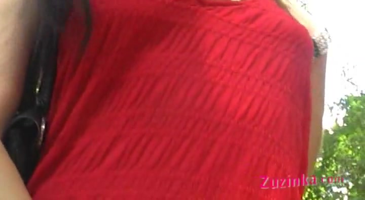 Zuzinka shows her pussy in public