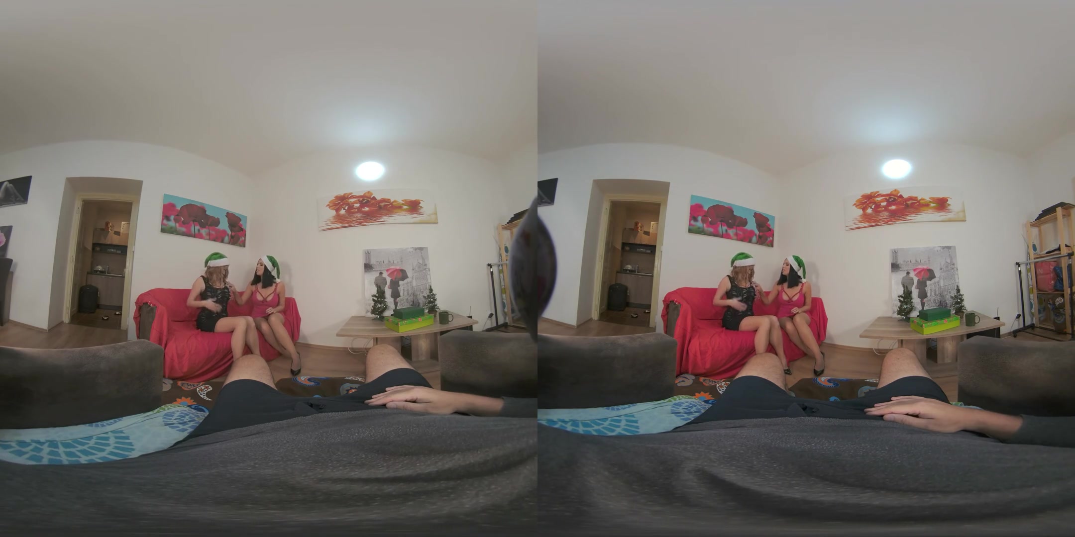 Candy Alexa and Kira Queen: Christmas After Party - Busty Babes in a VR Threesome