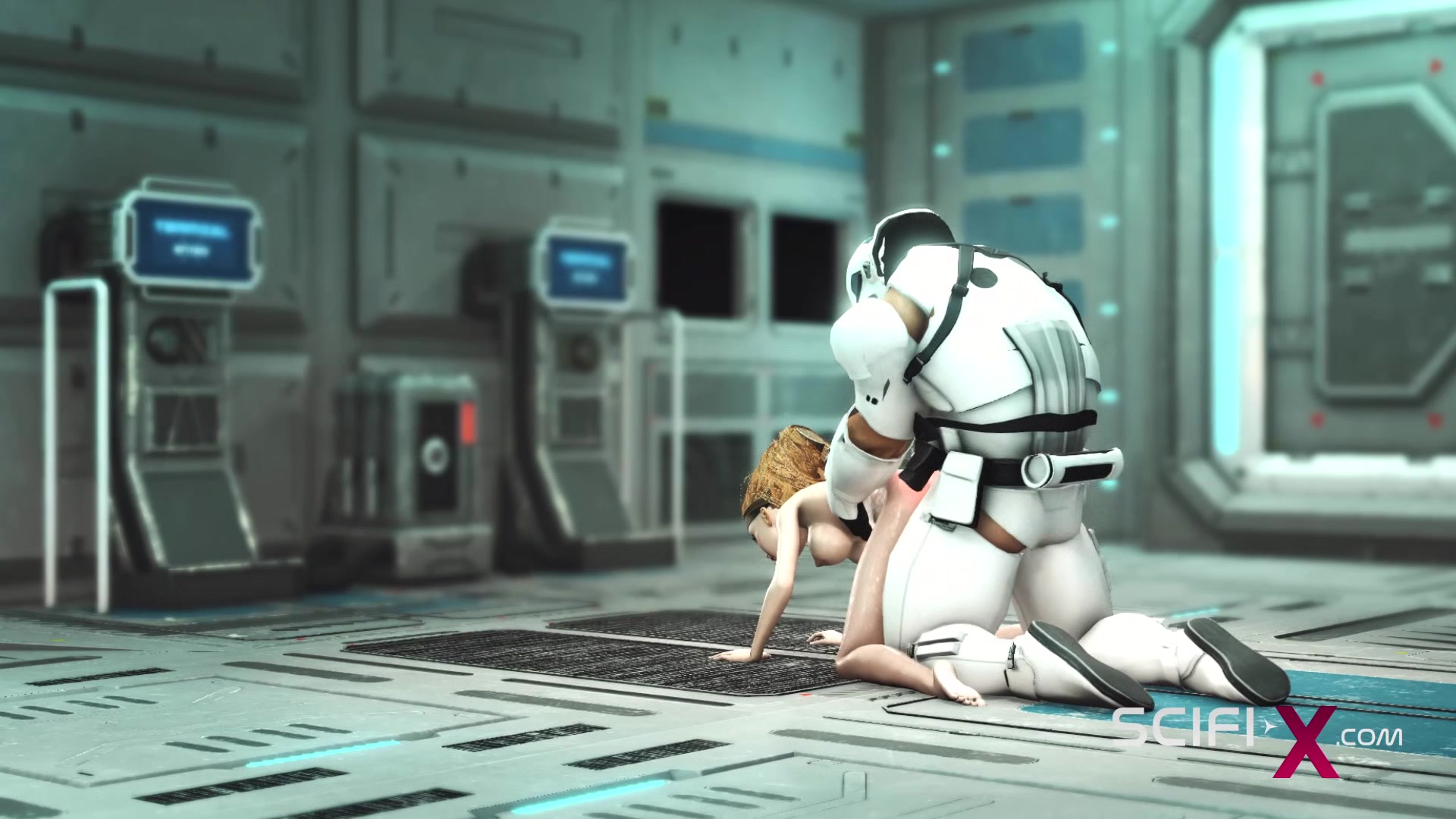A sexy young hottie gets fucked by stormtrooper in the spaceships