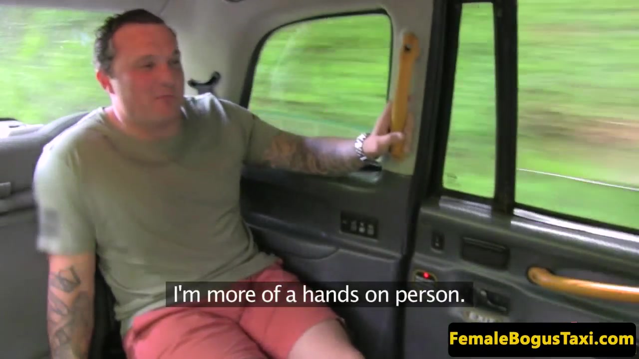 Bigtitted english cabbie doggystyled by man