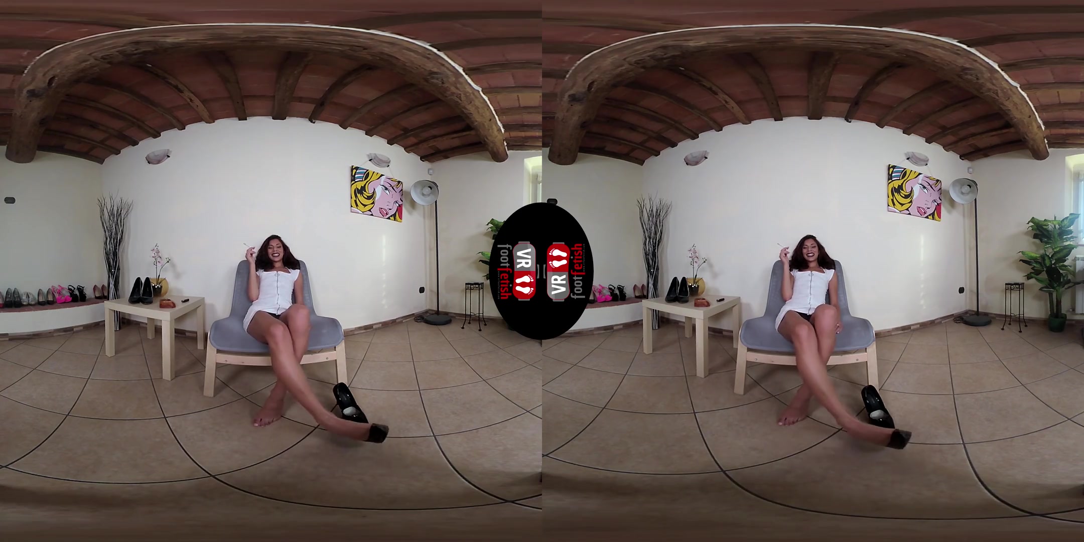 Stunning Mayla Smokes A cigar In A White Short Dress As She Shows Off Her Bare Legs - Amateur Brunette Latina Leg and Foot Fetish VR