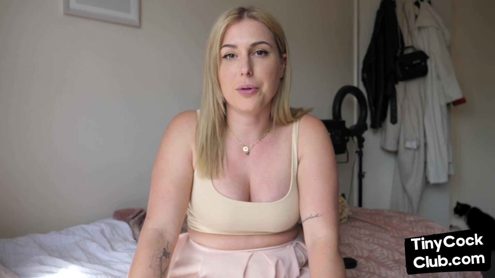 SPH solo busty babe talks humiliative about small dick men