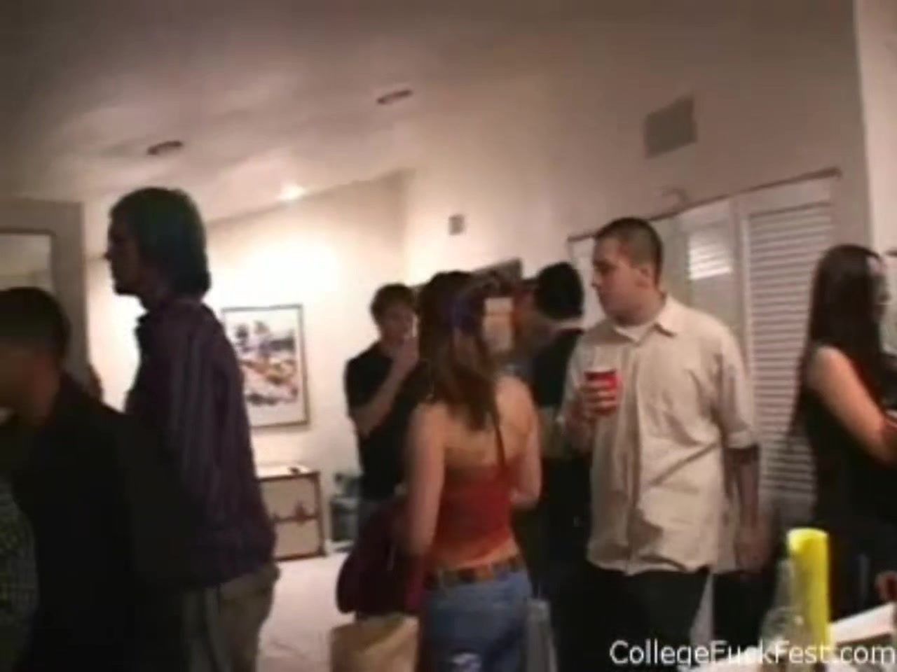 teen 18+ slut gets spitroasted in horny frat scene
