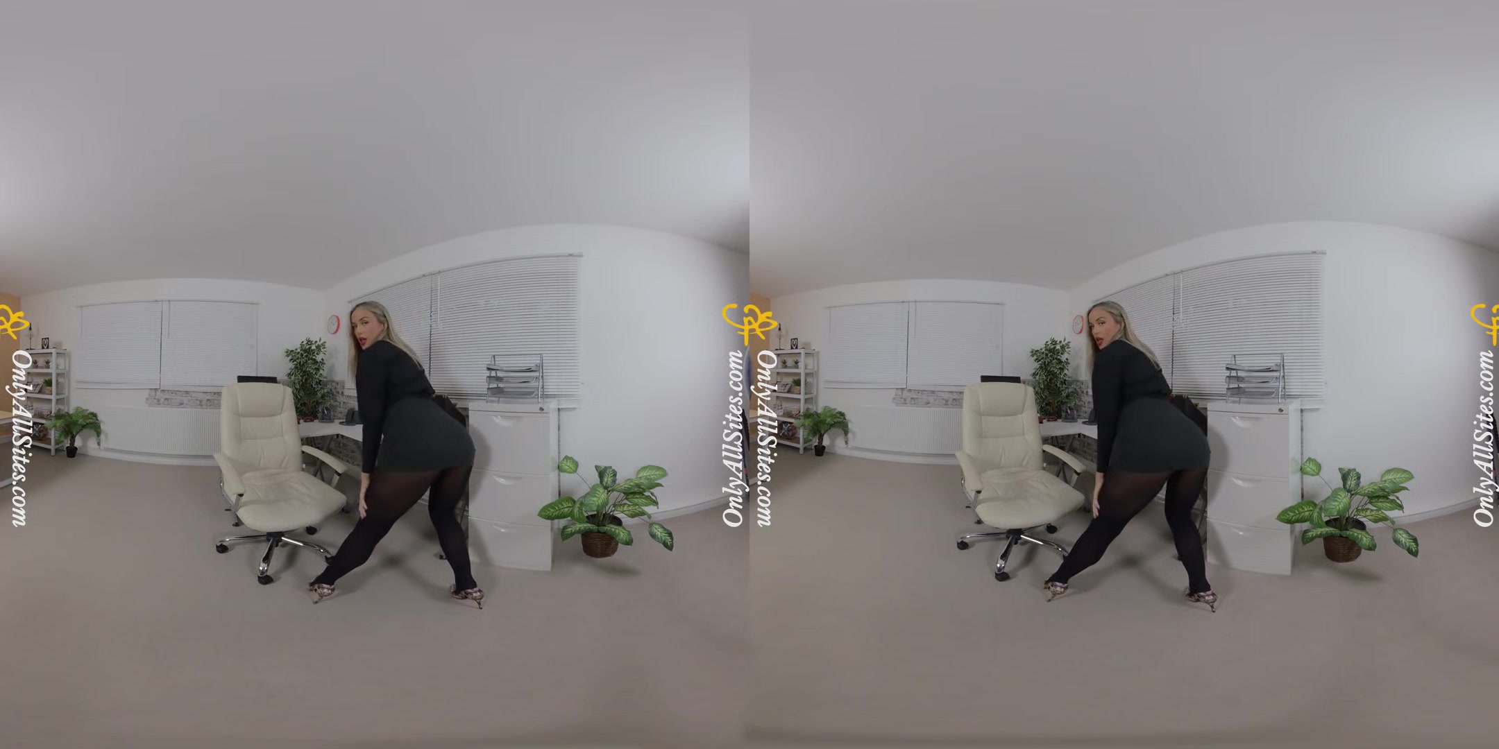 Blondie Rose - Sexy Secretary; Red Hot Blonde in Red Lingerie Solo Striptease