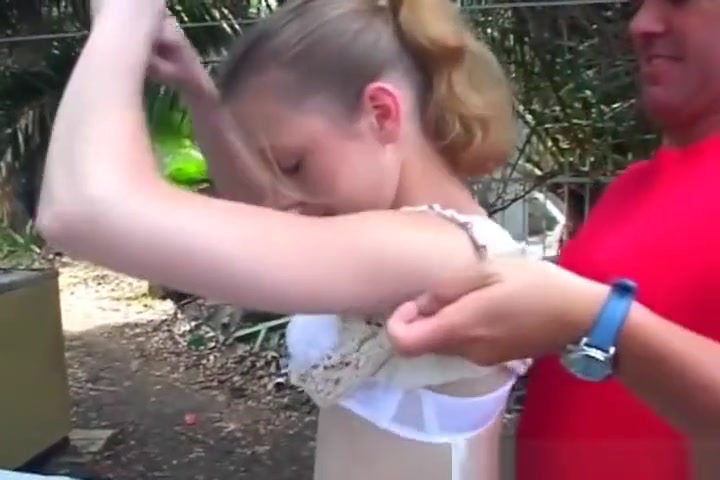 teen 18+ babysitter has sex in the garden