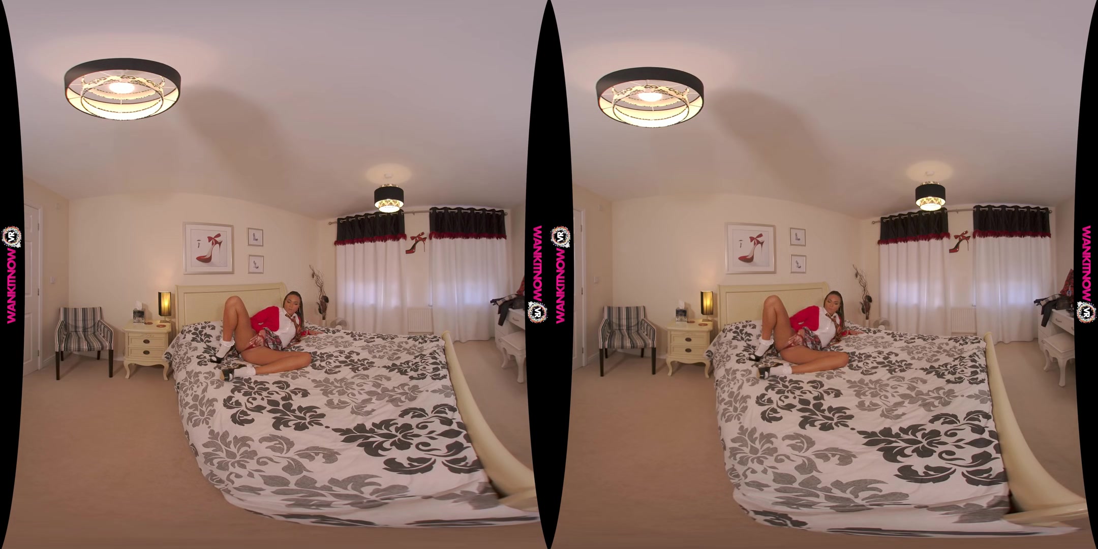 College Fantasy - Sexy Teen Goddess in Schoolgirl Uniform Stripping on the Bed