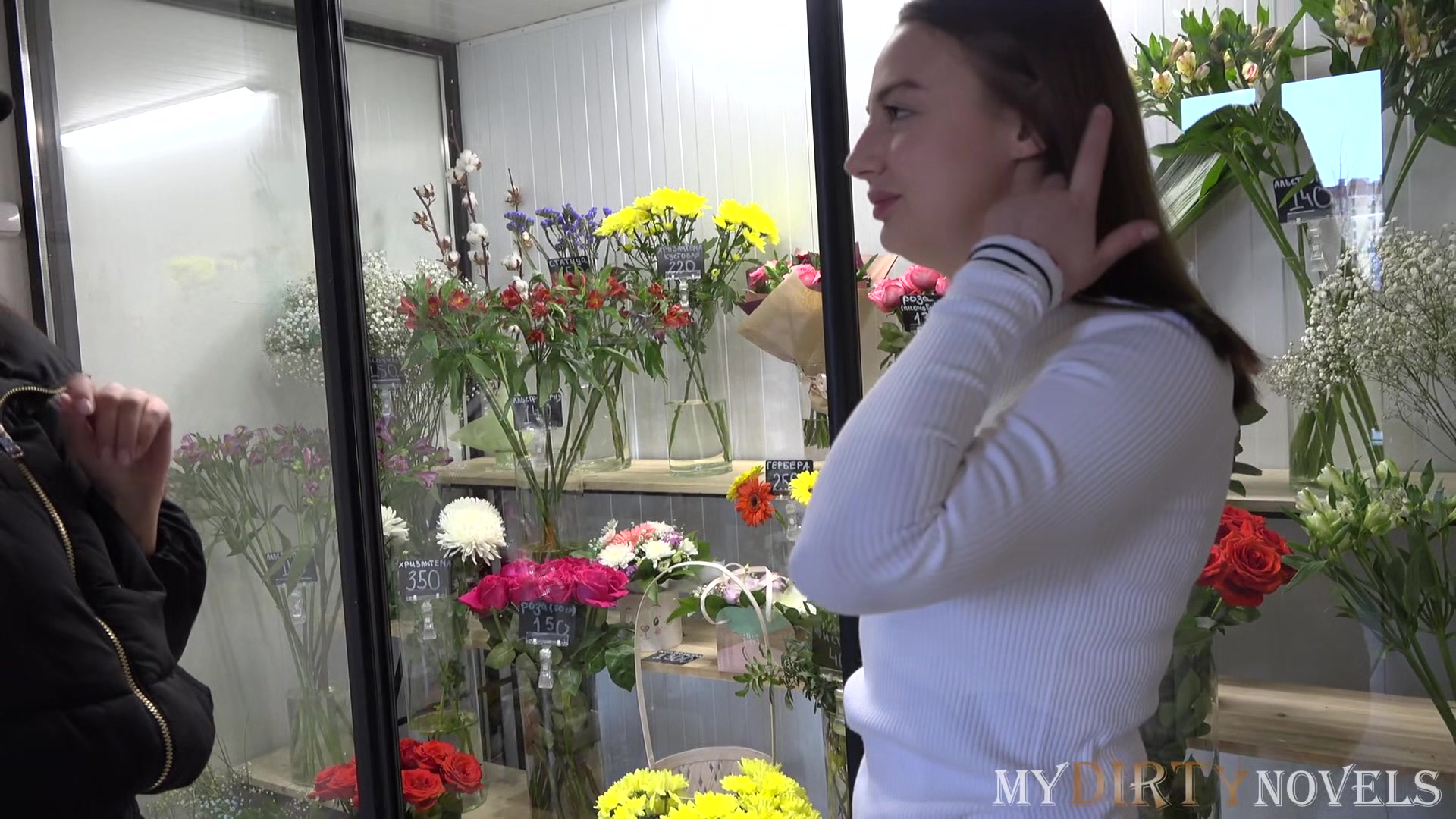 Worker of flower shop enticed into threeway with hot couple