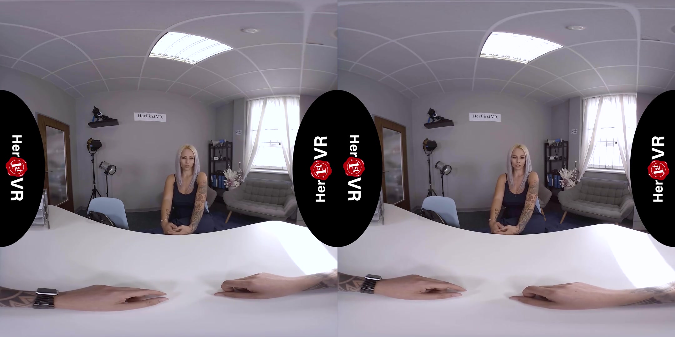 Domino - VR Casting; Huge Tits Blonde Amateur with Tattoos