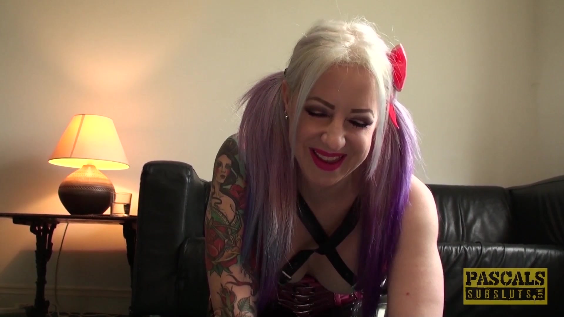 Inked subslut dominated and fed with master Pascals cum